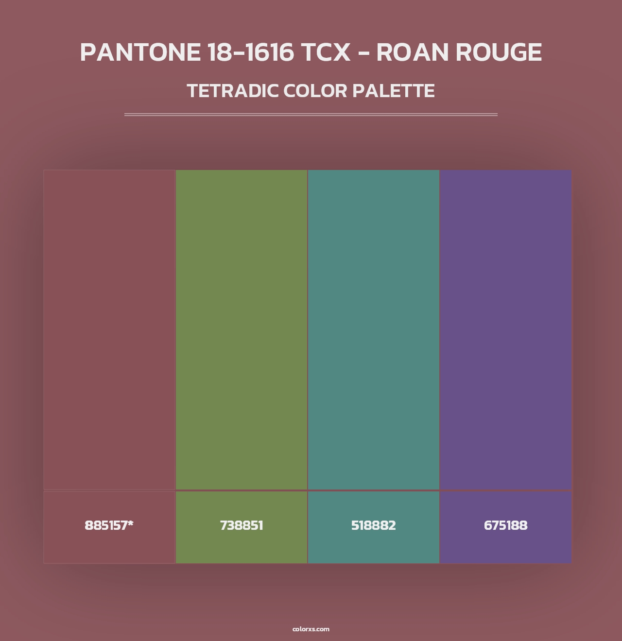 PANTONE 18-1616 TCX - Roan Rouge - Tetradic Color Palette
