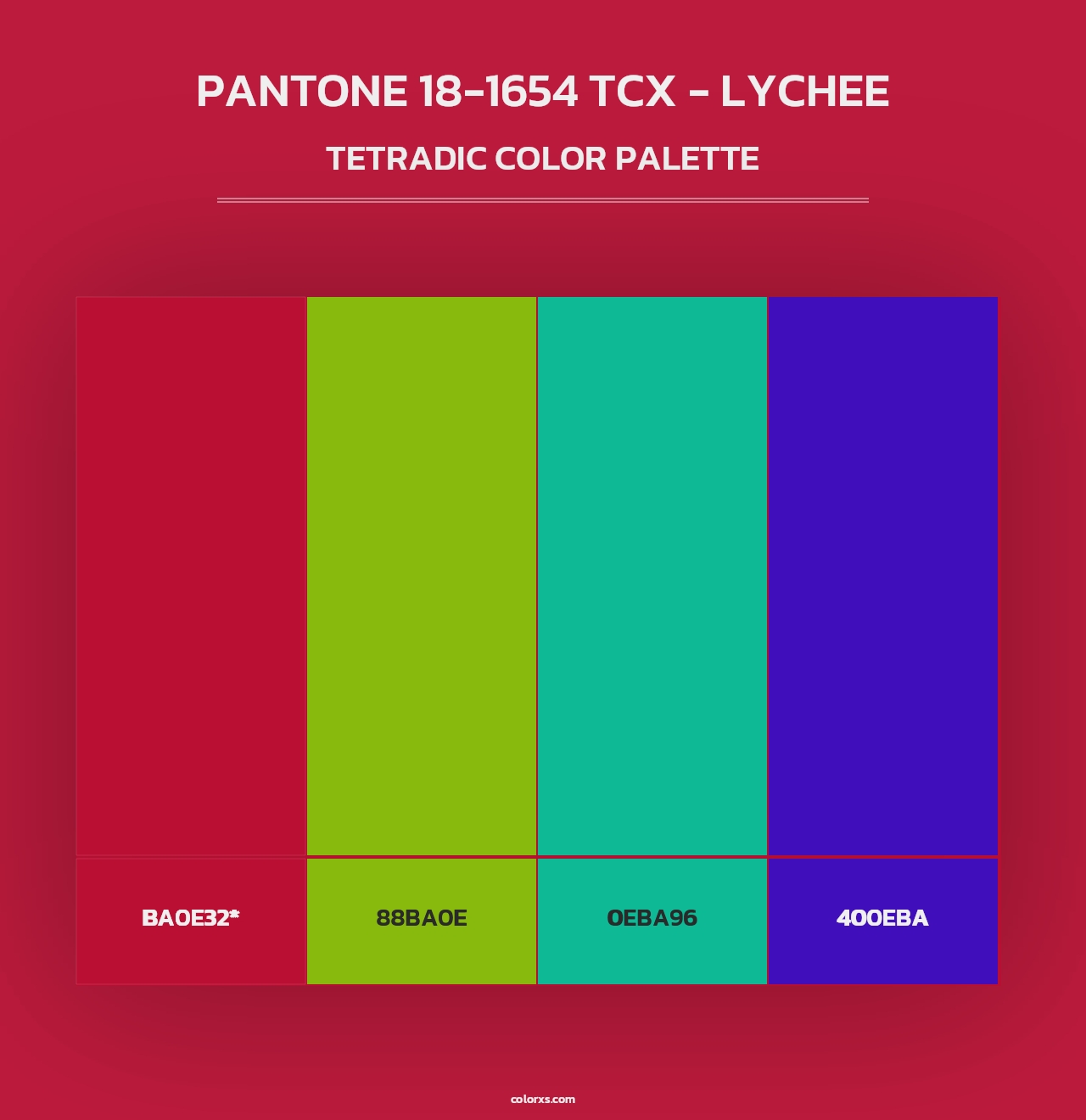 PANTONE 18-1654 TCX - Lychee - Tetradic Color Palette