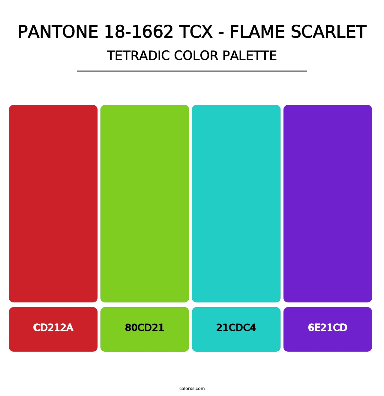PANTONE 18-1662 TCX - Flame Scarlet - Tetradic Color Palette