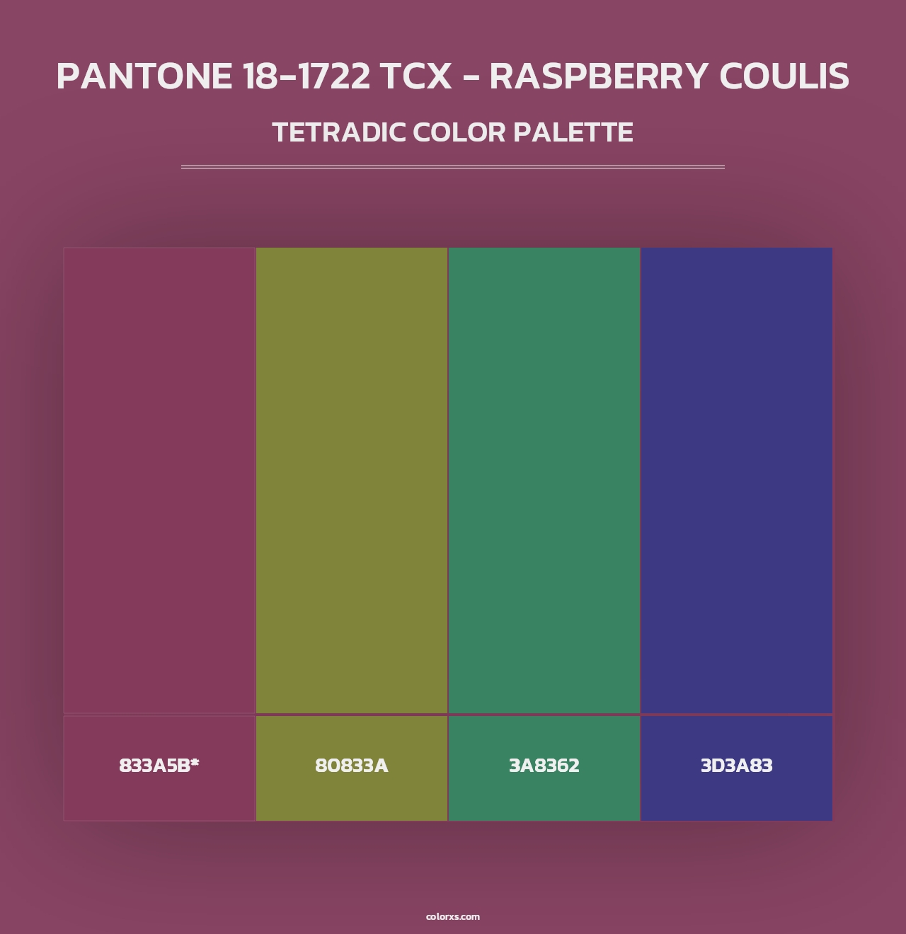 PANTONE 18-1722 TCX - Raspberry Coulis - Tetradic Color Palette