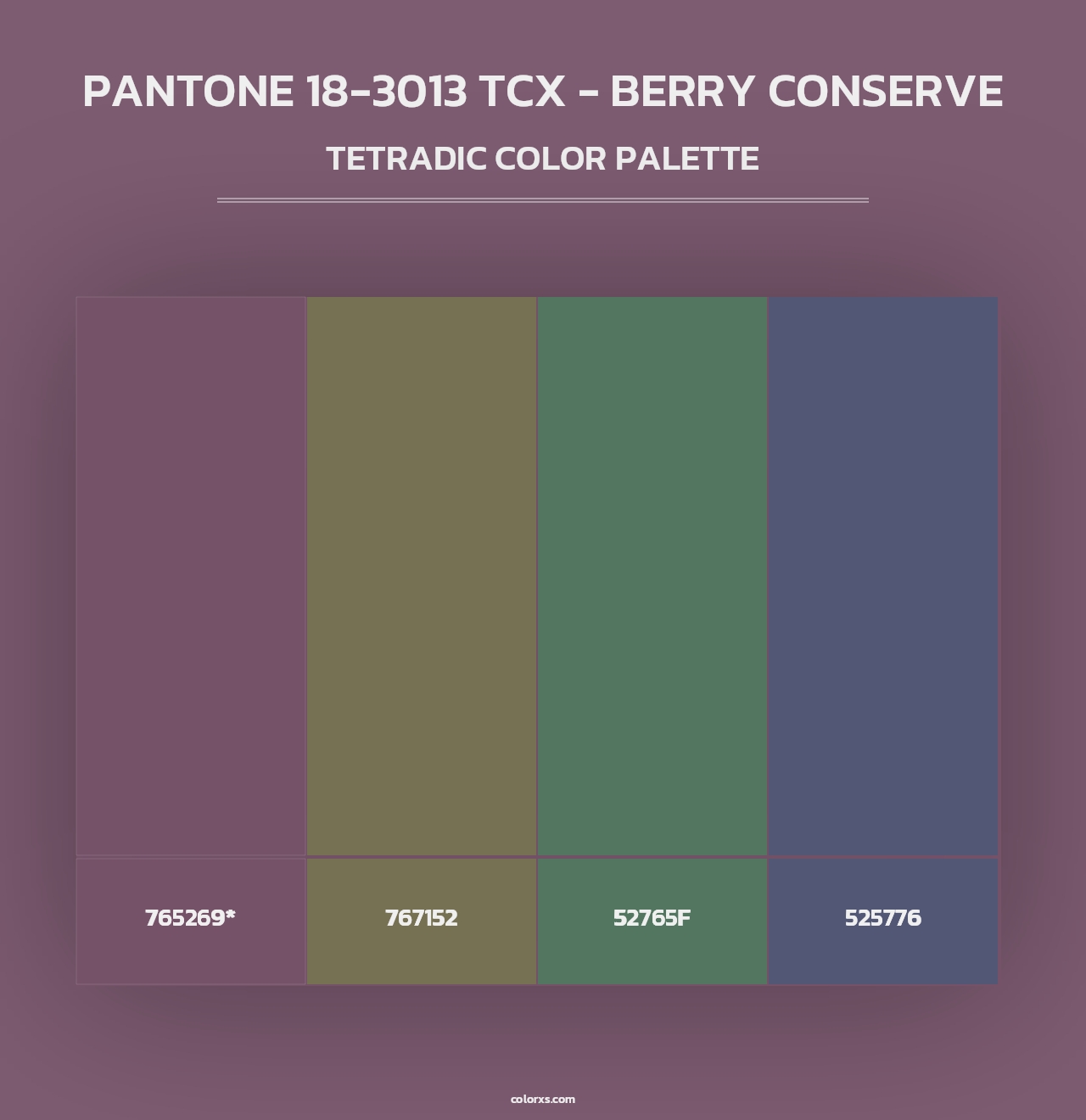 PANTONE 18-3013 TCX - Berry Conserve - Tetradic Color Palette