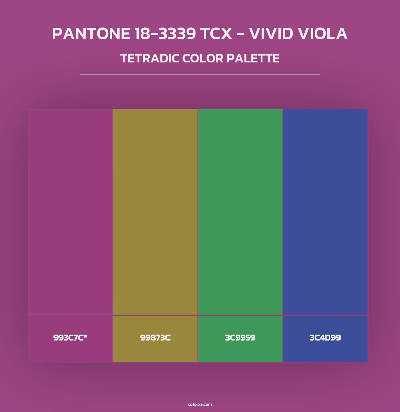 PANTONE 18-3339 TCX - Vivid Viola - Tetradic Color Palette