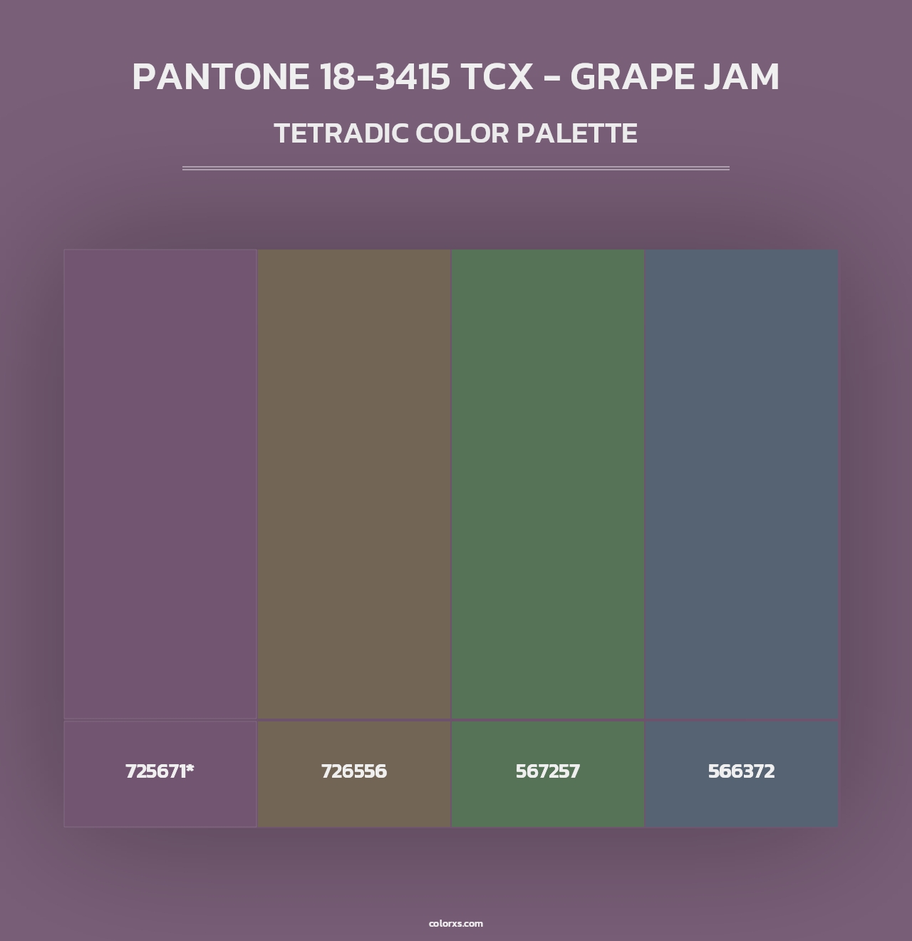 PANTONE 18-3415 TCX - Grape Jam - Tetradic Color Palette