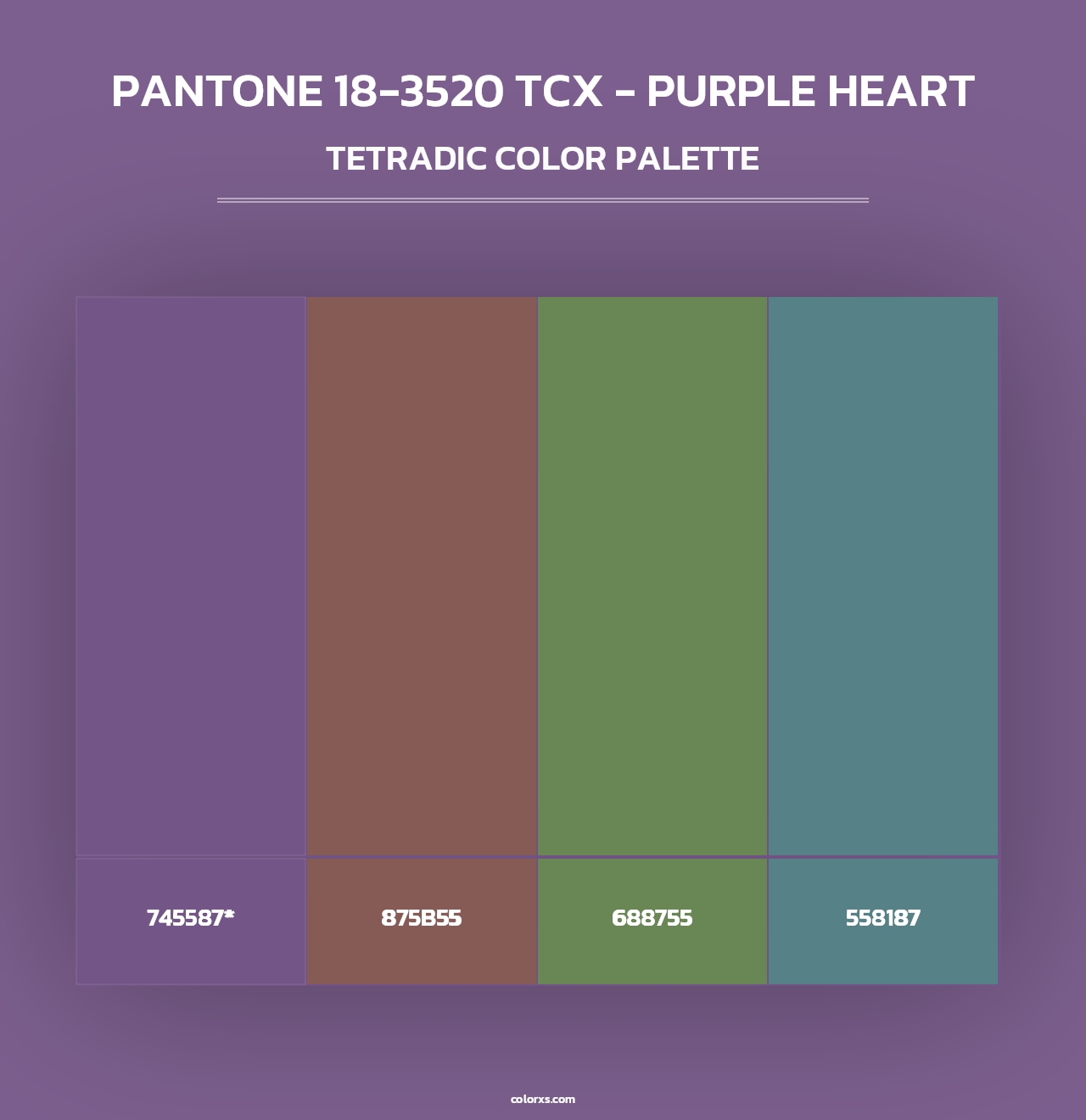 PANTONE 18-3520 TCX - Purple Heart - Tetradic Color Palette