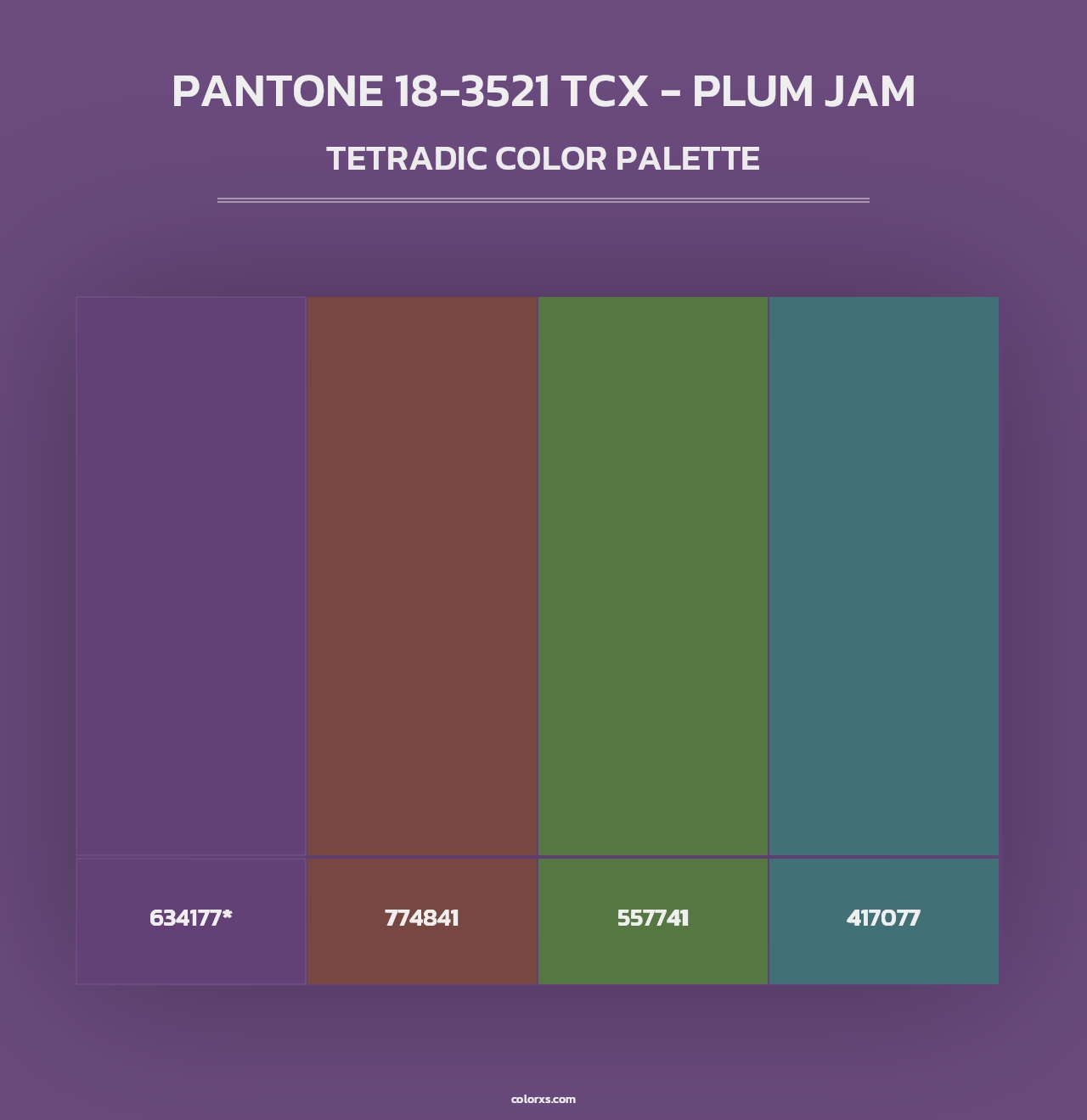 PANTONE 18-3521 TCX - Plum Jam - Tetradic Color Palette
