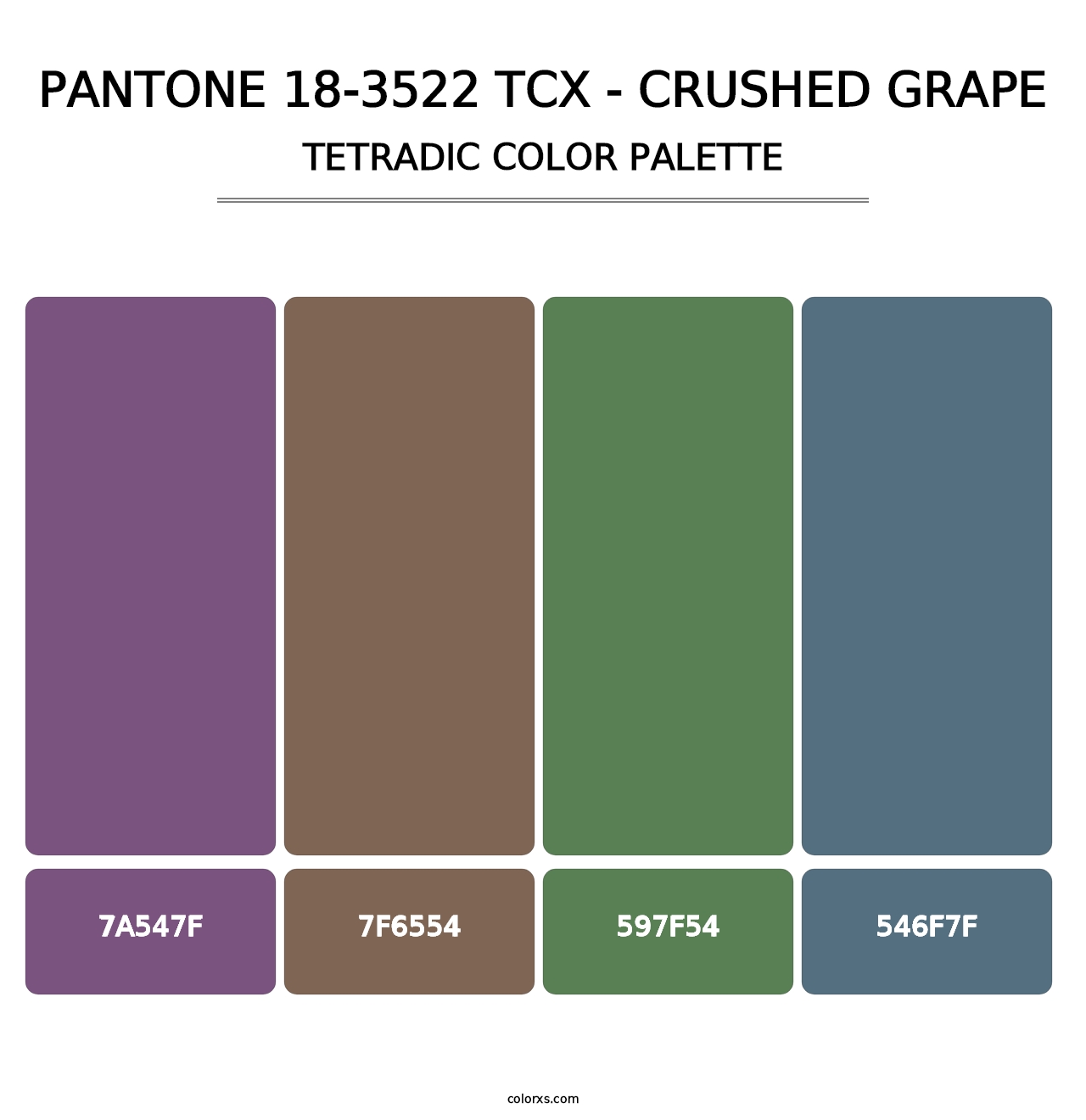 PANTONE 18-3522 TCX - Crushed Grape - Tetradic Color Palette