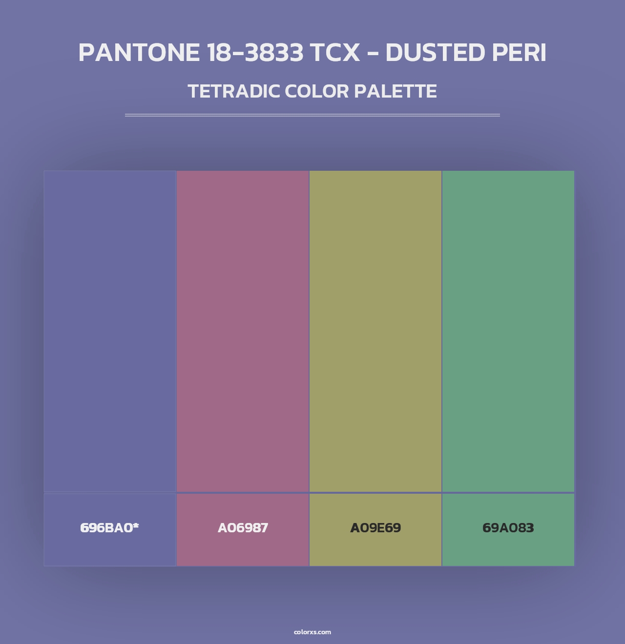 PANTONE 18-3833 TCX - Dusted Peri - Tetradic Color Palette