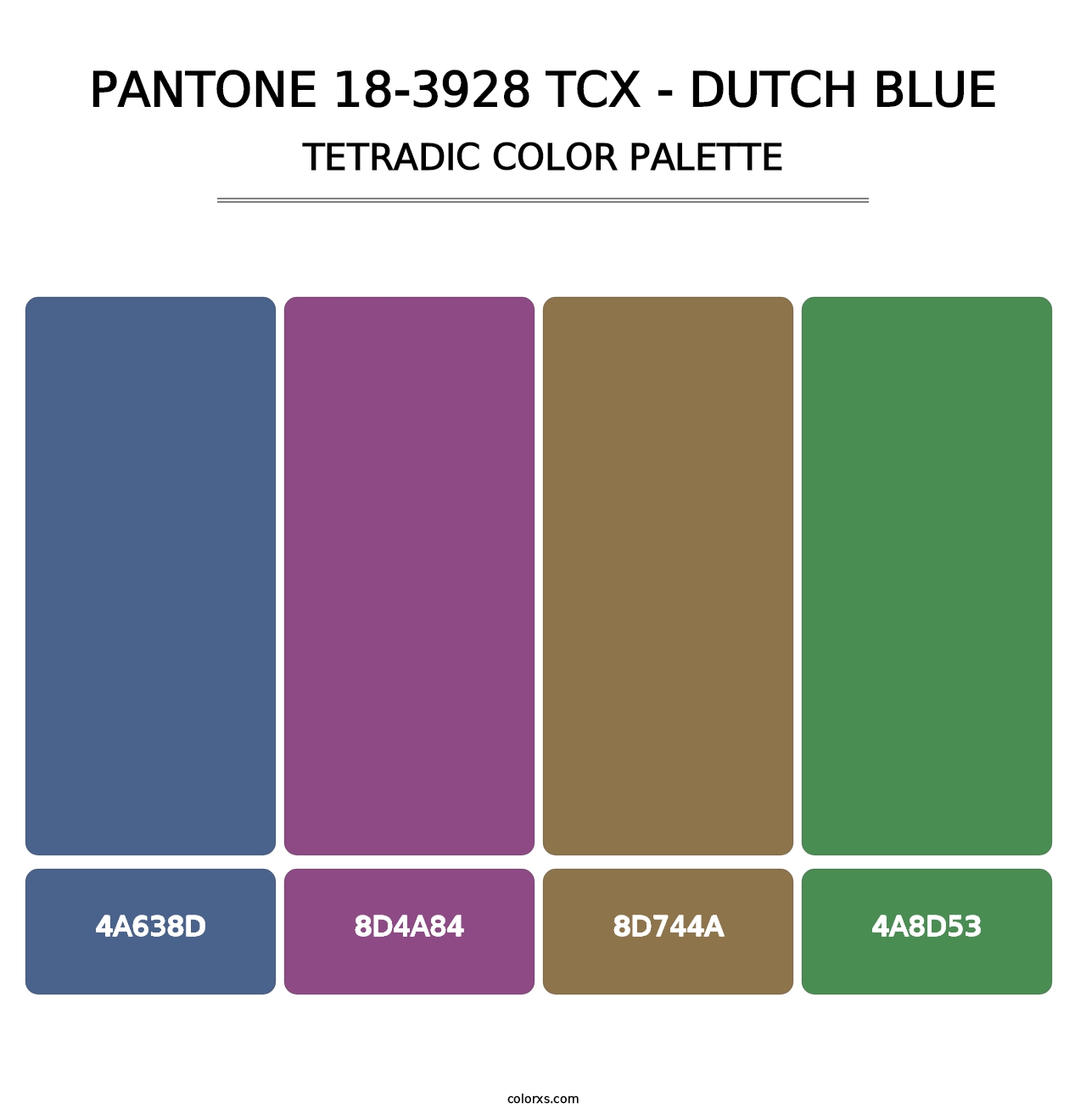 PANTONE 18-3928 TCX - Dutch Blue - Tetradic Color Palette