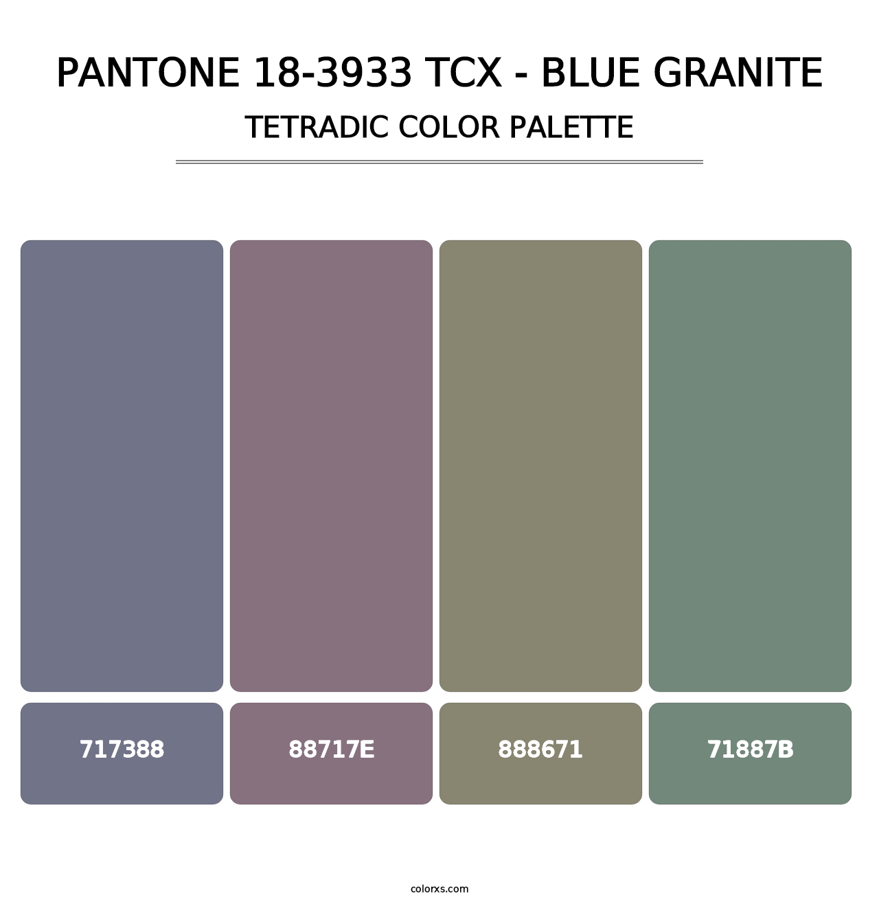 PANTONE 18-3933 TCX - Blue Granite - Tetradic Color Palette