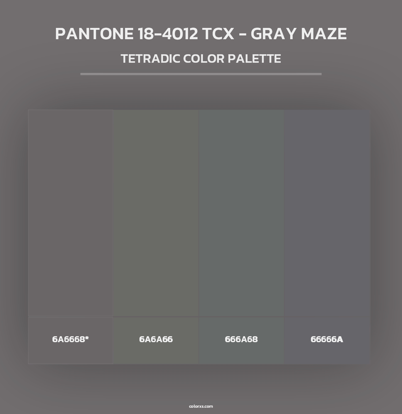PANTONE 18-4012 TCX - Gray Maze - Tetradic Color Palette