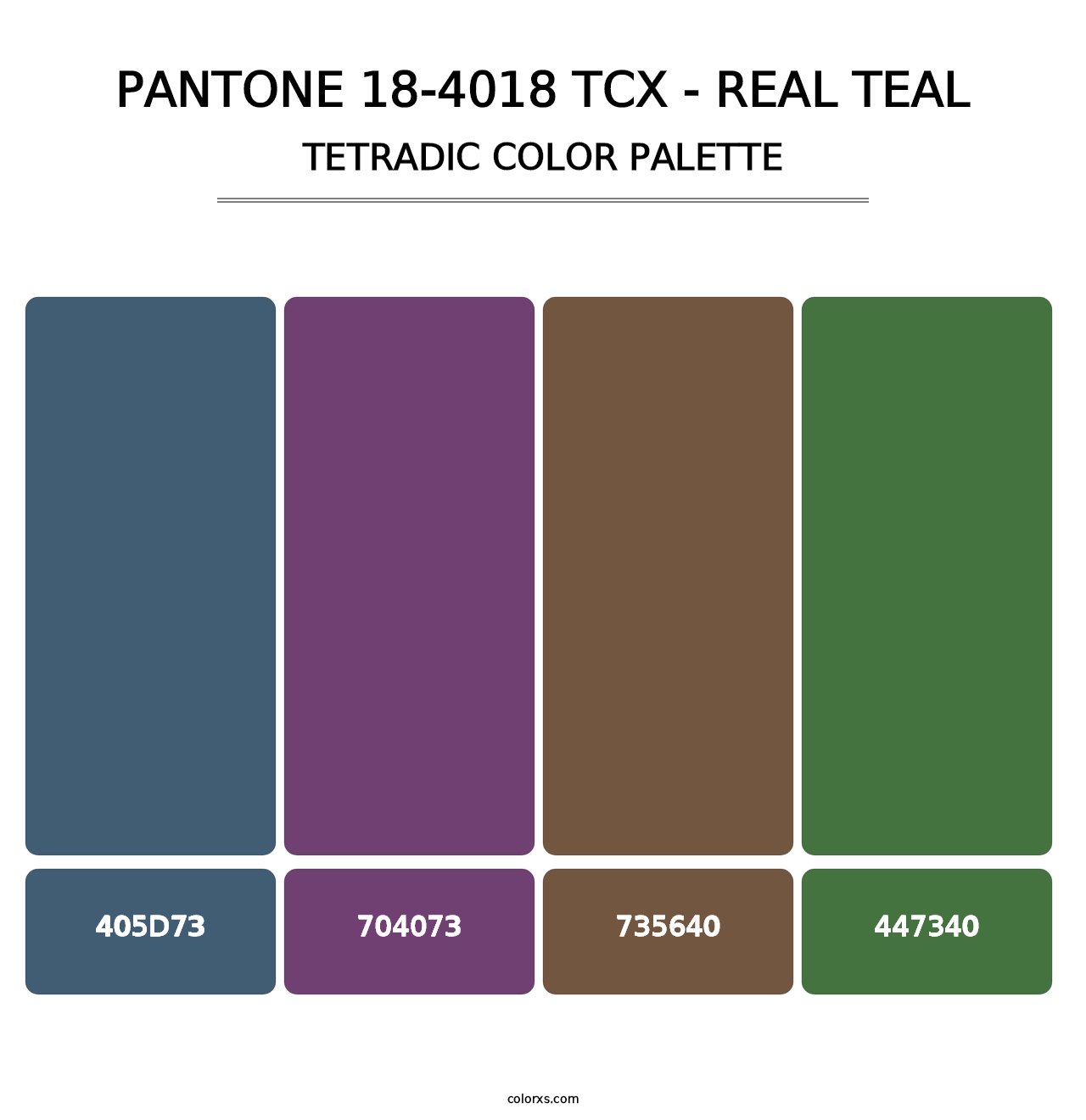 PANTONE 18-4018 TCX - Real Teal - Tetradic Color Palette