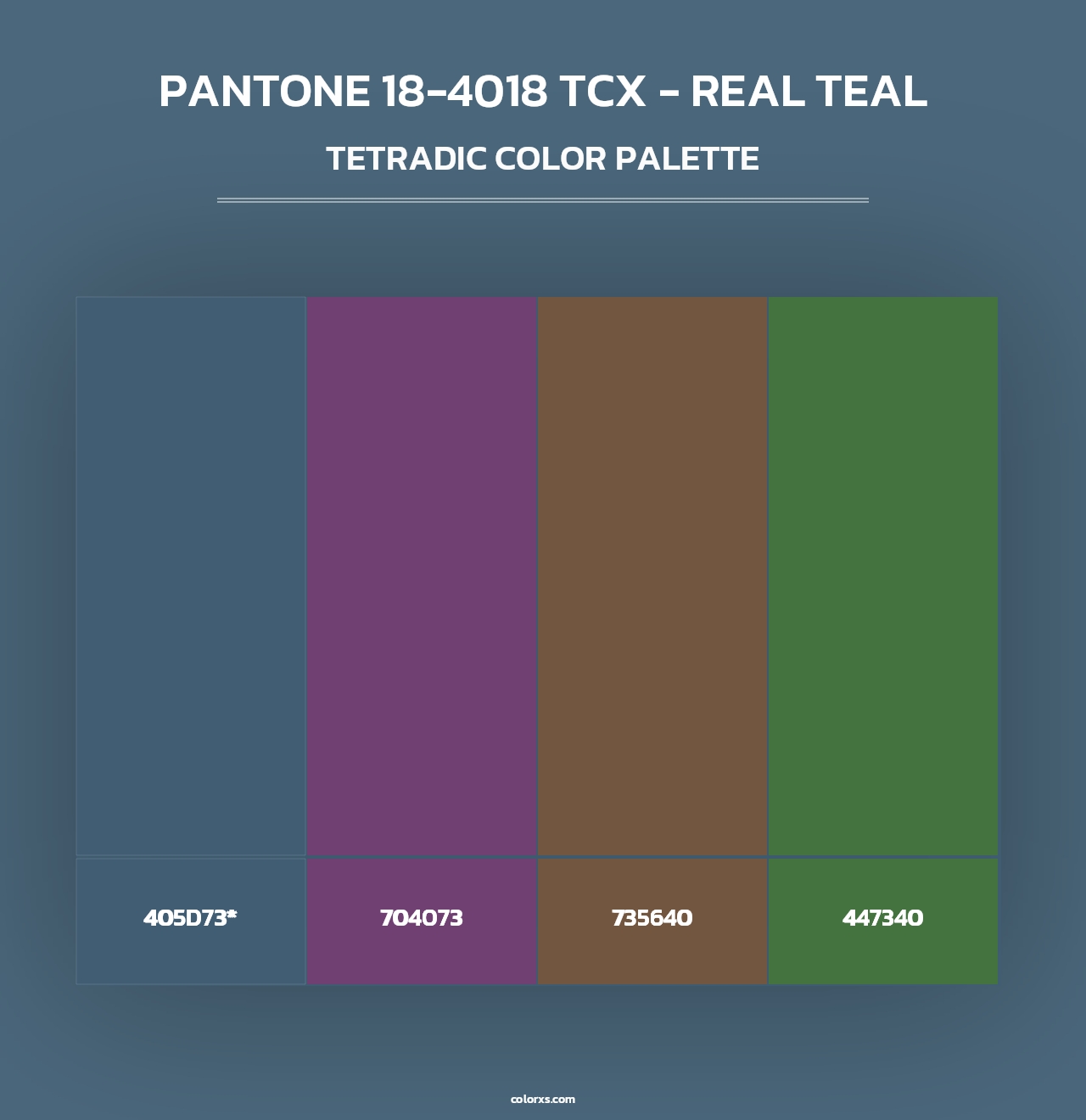 PANTONE 18-4018 TCX - Real Teal - Tetradic Color Palette