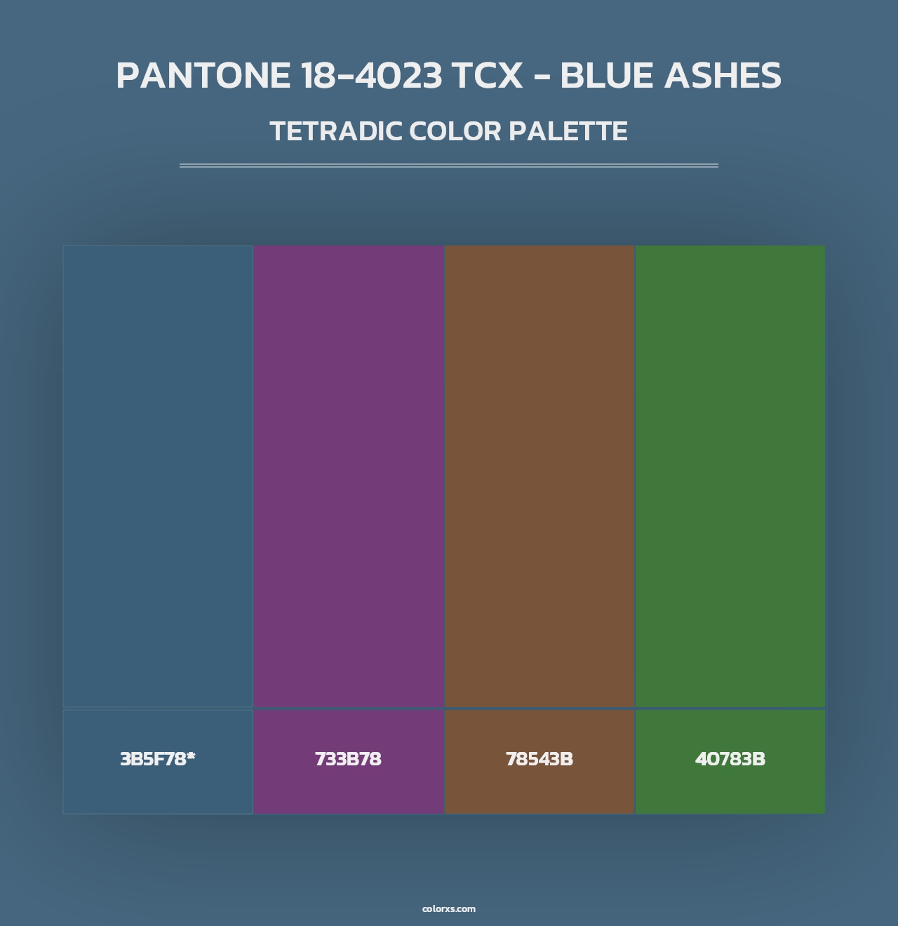 PANTONE 18-4023 TCX - Blue Ashes - Tetradic Color Palette