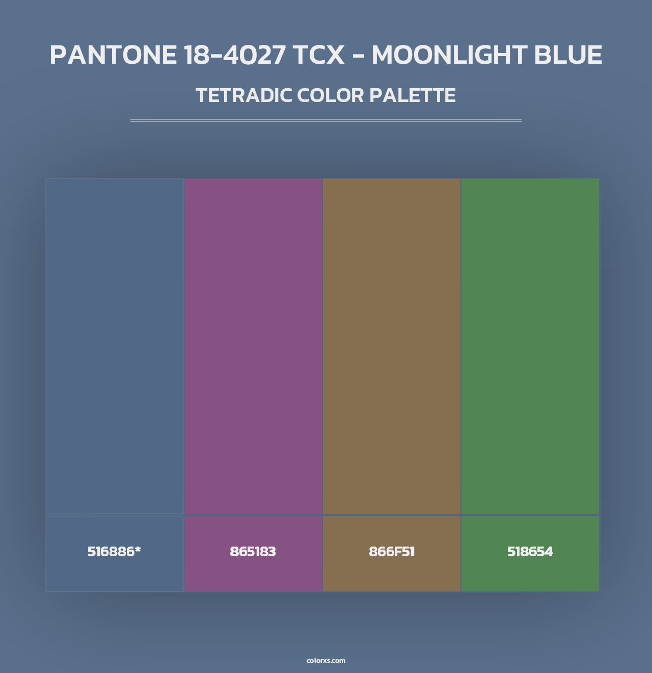 PANTONE 18-4027 TCX - Moonlight Blue - Tetradic Color Palette