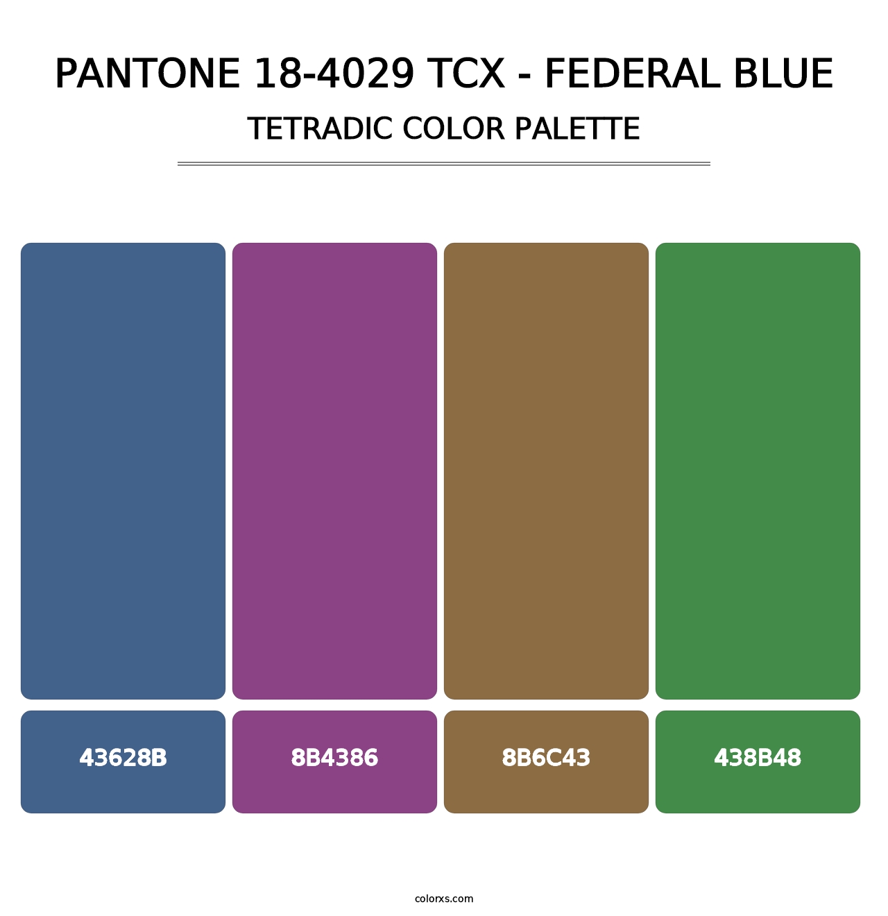 PANTONE 18-4029 TCX - Federal Blue - Tetradic Color Palette
