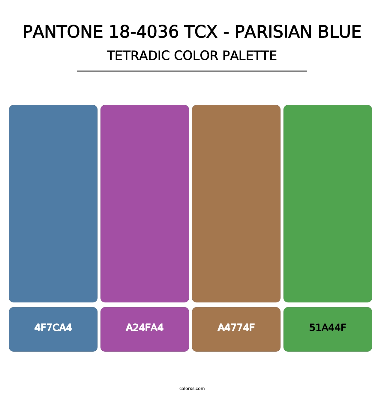PANTONE 18-4036 TCX - Parisian Blue - Tetradic Color Palette