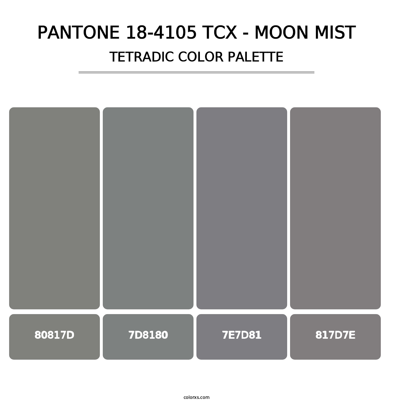PANTONE 18-4105 TCX - Moon Mist - Tetradic Color Palette