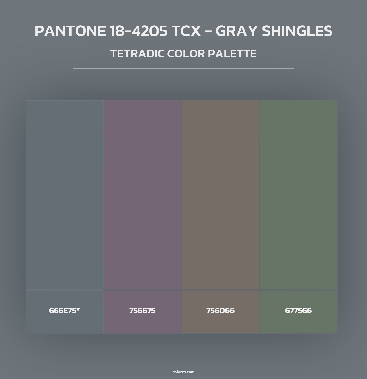 PANTONE 18-4205 TCX - Gray Shingles - Tetradic Color Palette