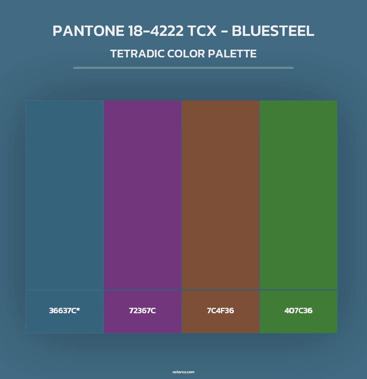 PANTONE 18-4222 TCX - Bluesteel - Tetradic Color Palette