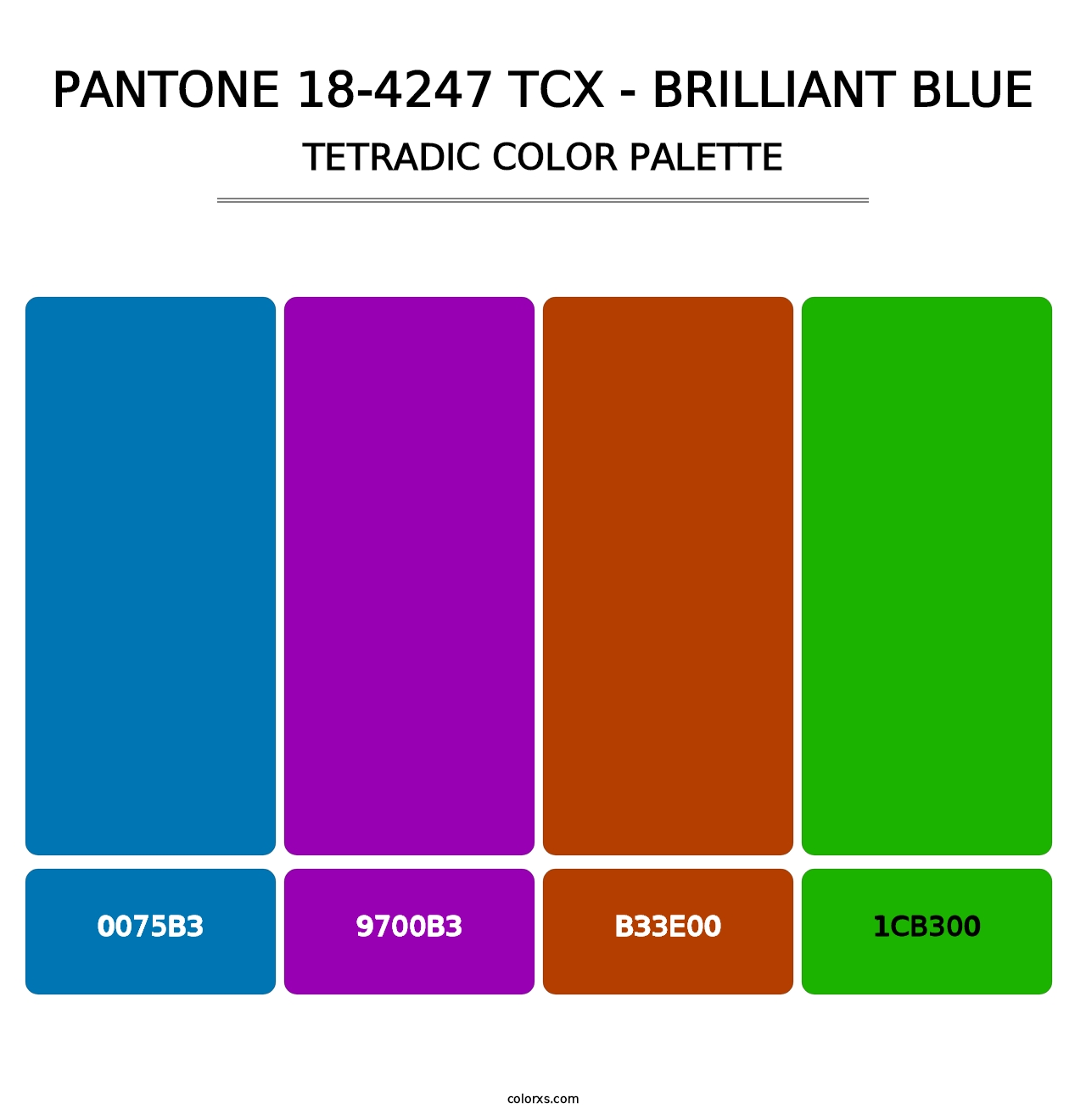PANTONE 18-4247 TCX - Brilliant Blue - Tetradic Color Palette