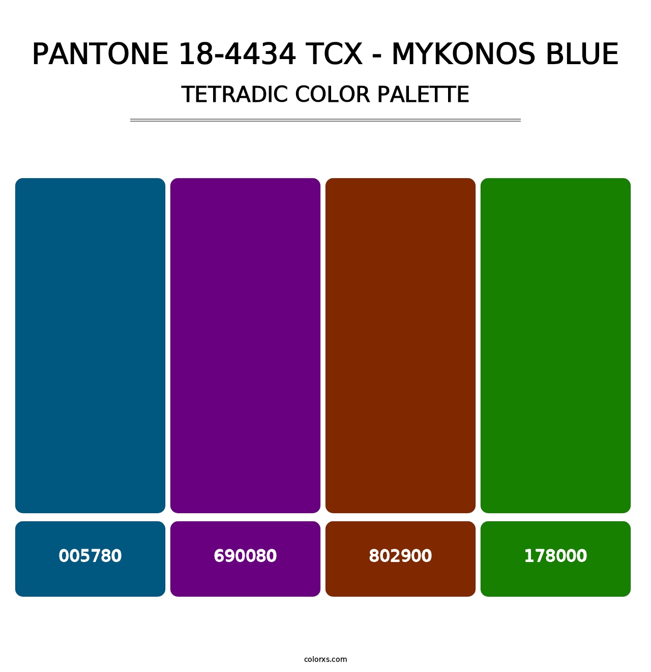 PANTONE 18-4434 TCX - Mykonos Blue - Tetradic Color Palette