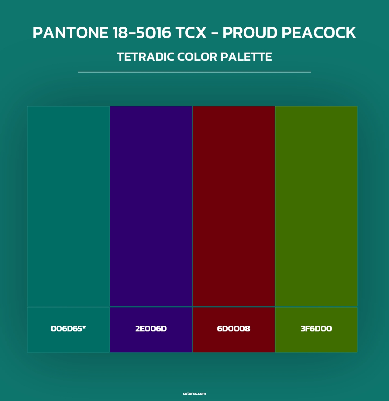 PANTONE 18-5016 TCX - Proud Peacock - Tetradic Color Palette