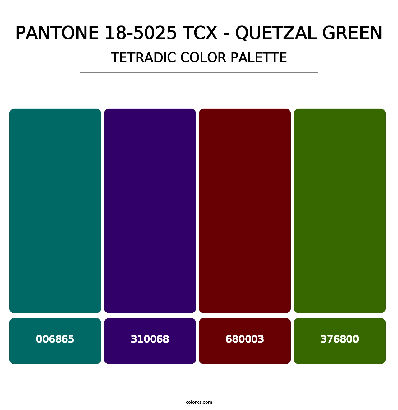 PANTONE 18-5025 TCX - Quetzal Green - Tetradic Color Palette