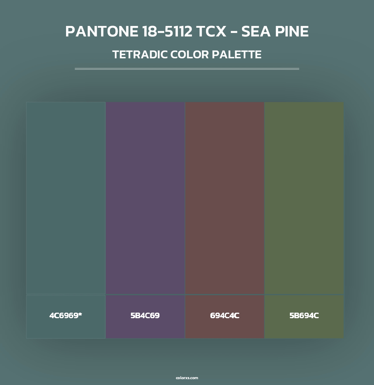 PANTONE 18-5112 TCX - Sea Pine - Tetradic Color Palette