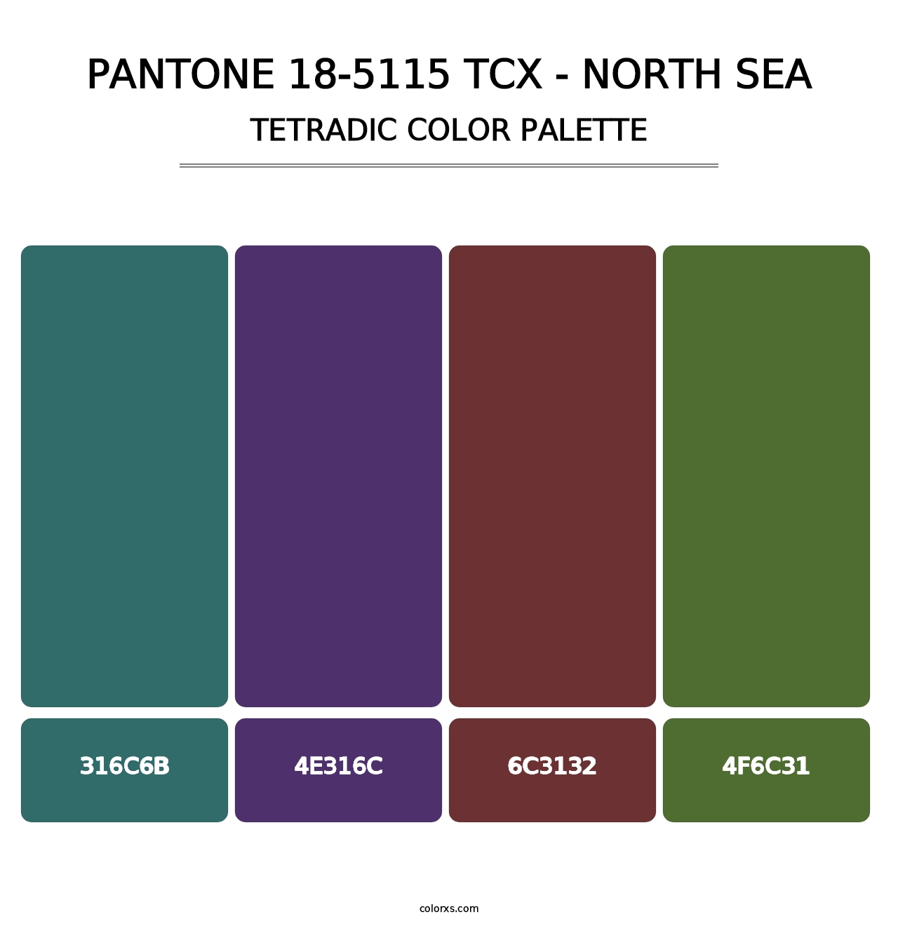 PANTONE 18-5115 TCX - North Sea - Tetradic Color Palette