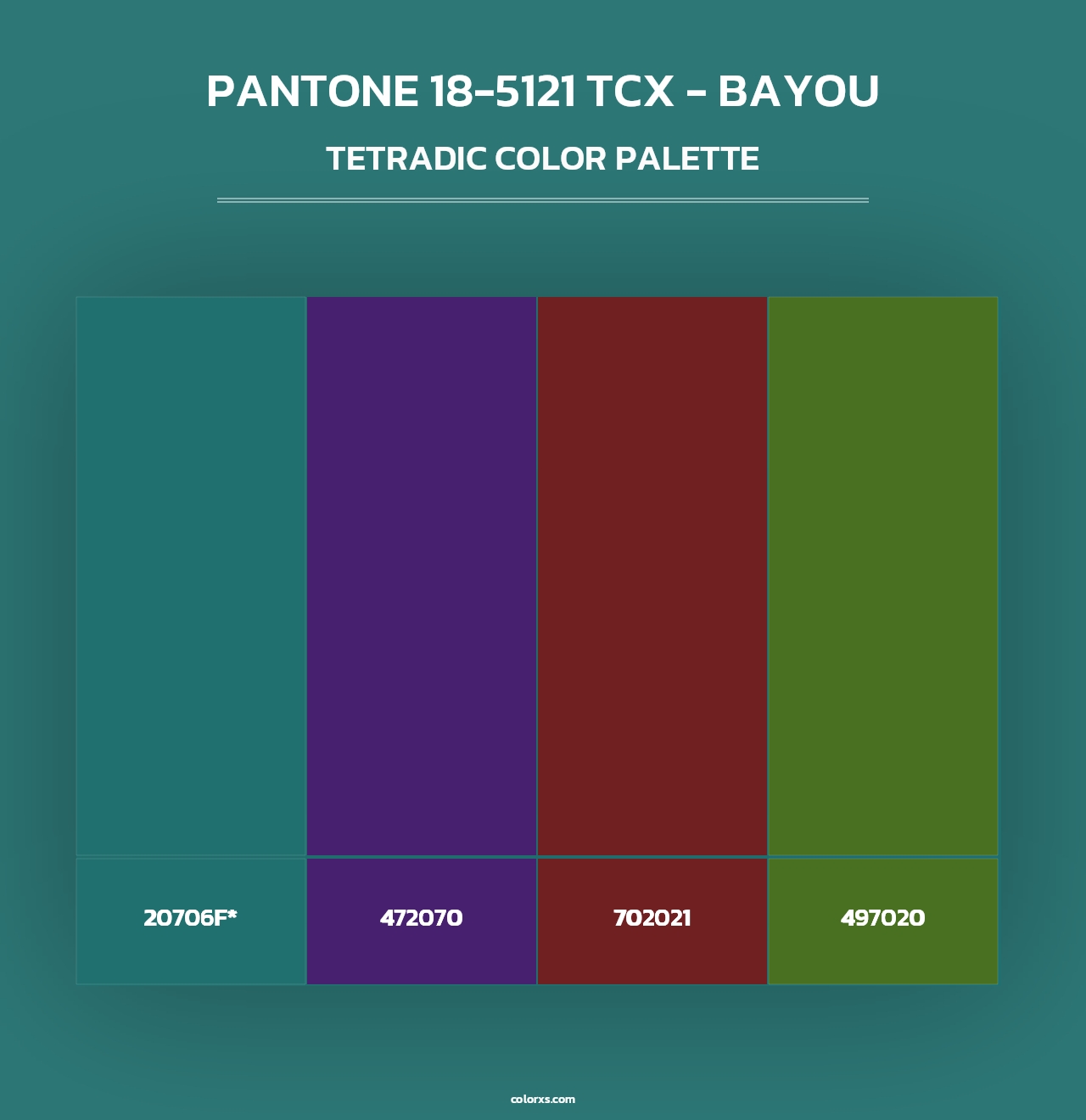 PANTONE 18-5121 TCX - Bayou - Tetradic Color Palette