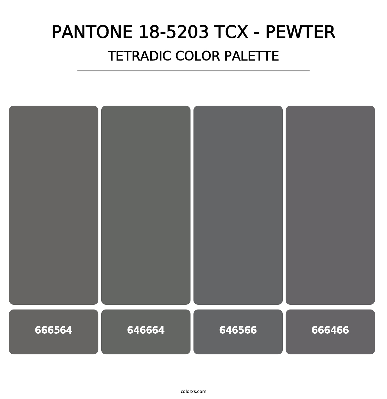 PANTONE 18-5203 TCX - Pewter - Tetradic Color Palette