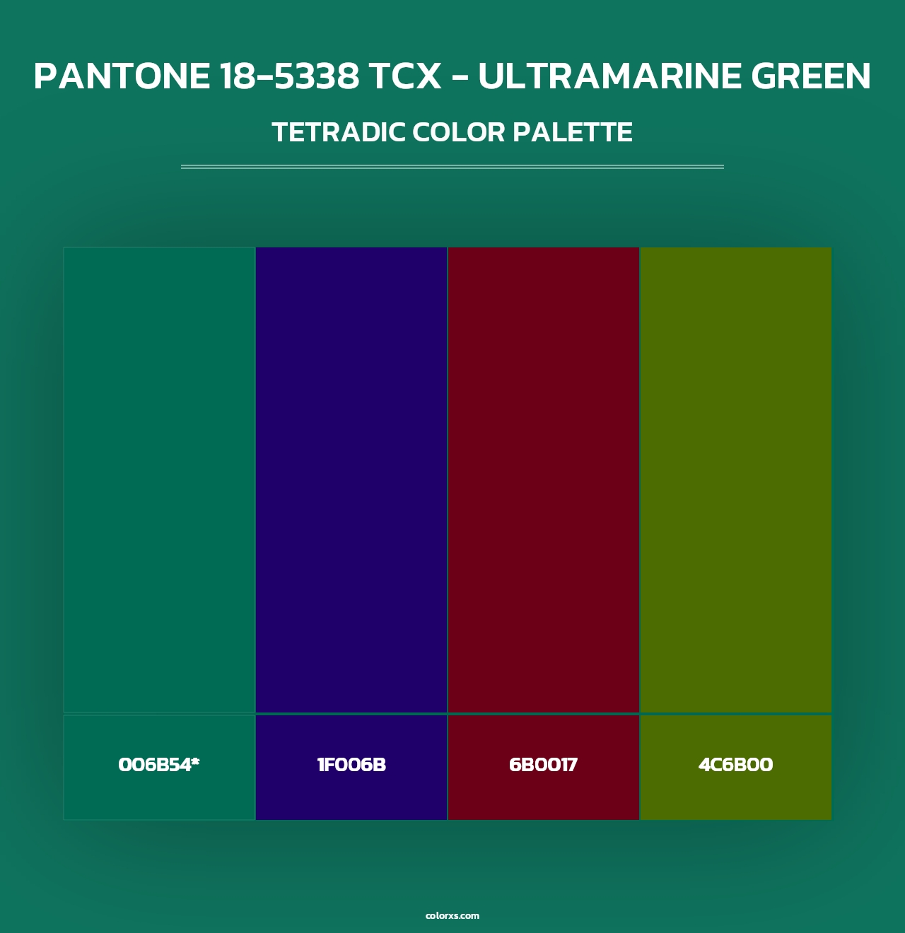 PANTONE 18-5338 TCX - Ultramarine Green - Tetradic Color Palette
