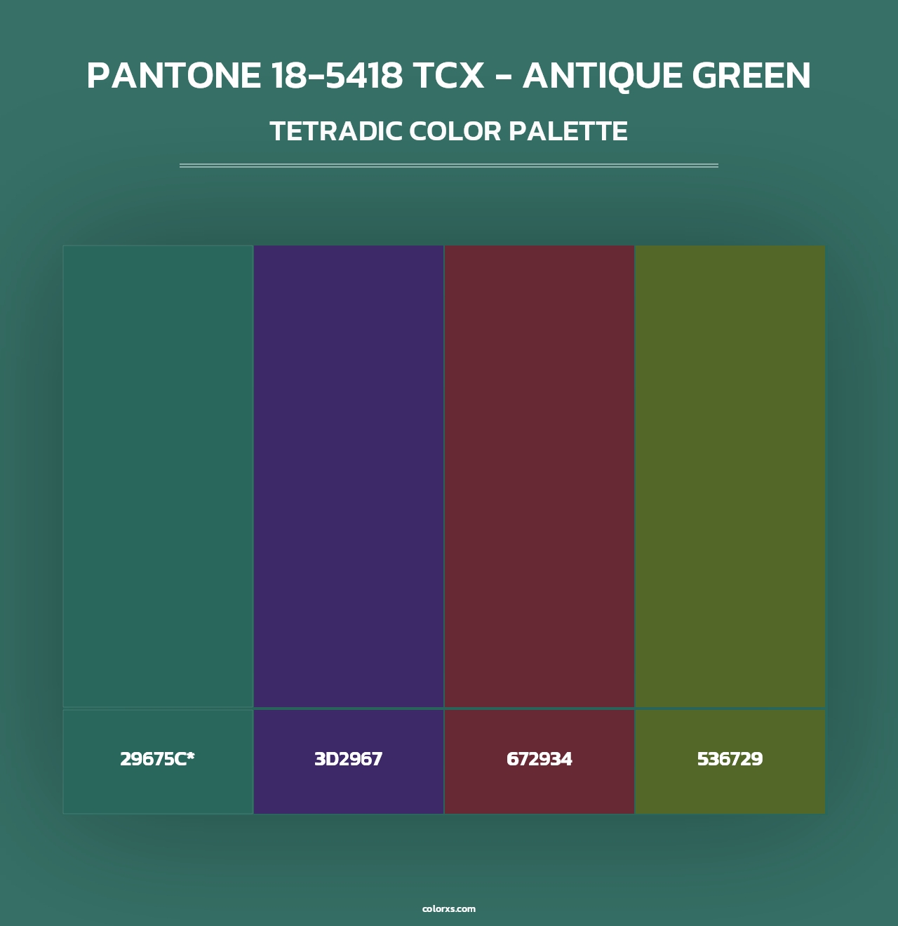 PANTONE 18-5418 TCX - Antique Green - Tetradic Color Palette