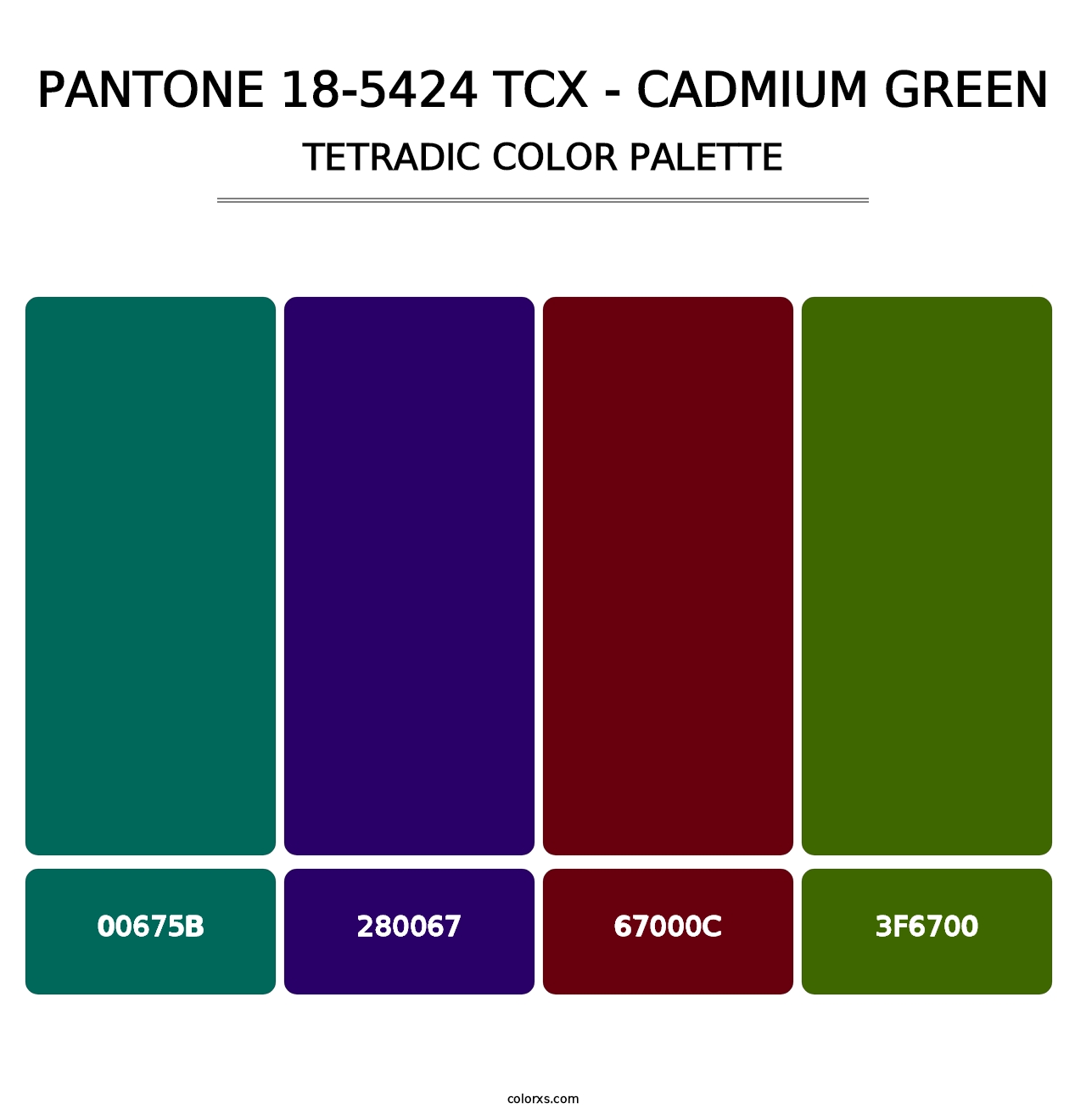 PANTONE 18-5424 TCX - Cadmium Green - Tetradic Color Palette