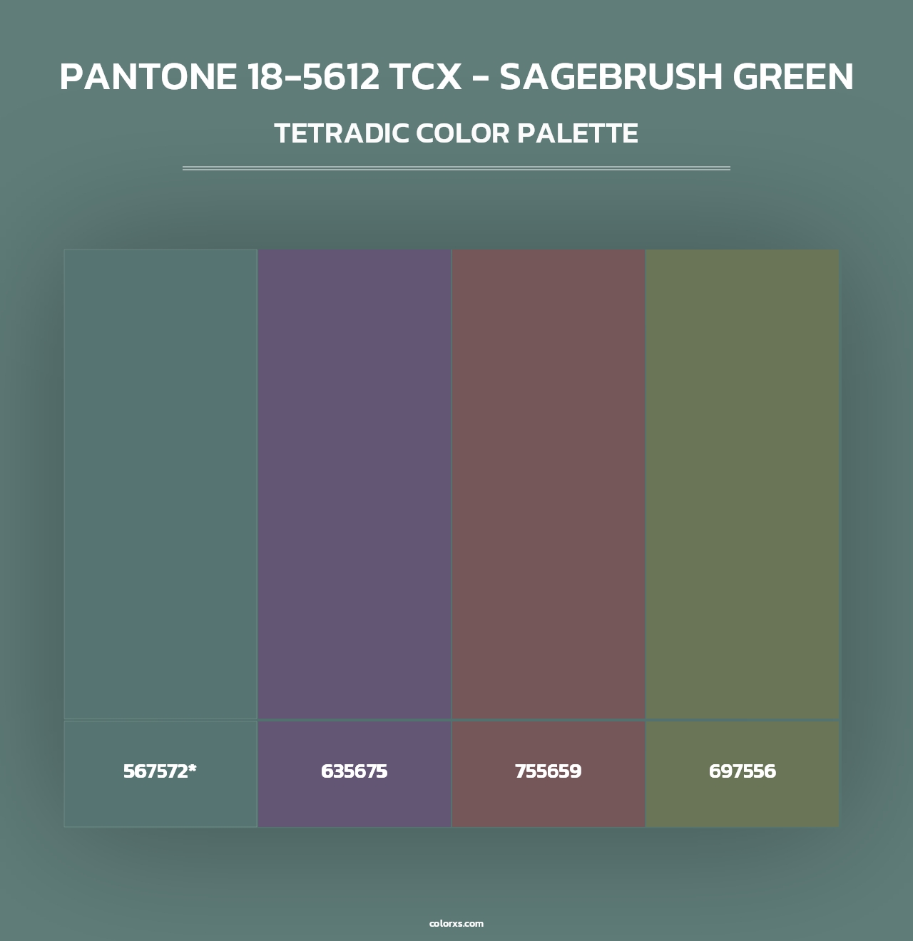 PANTONE 18-5612 TCX - Sagebrush Green - Tetradic Color Palette