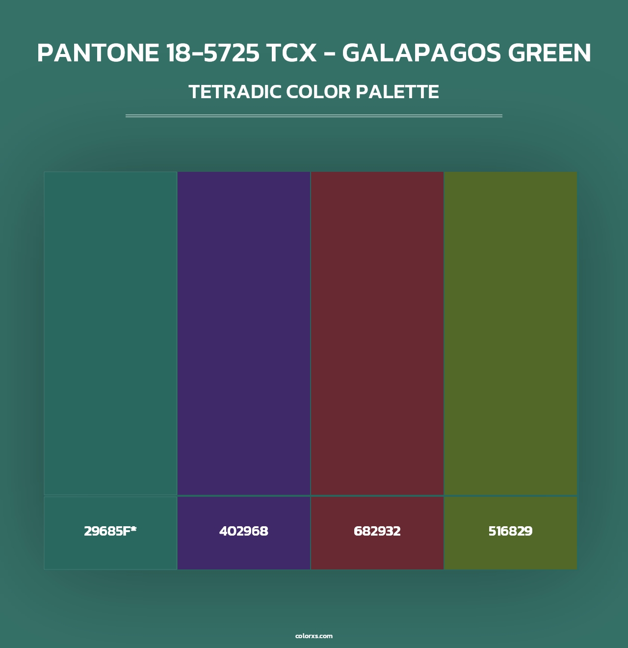 PANTONE 18-5725 TCX - Galapagos Green - Tetradic Color Palette
