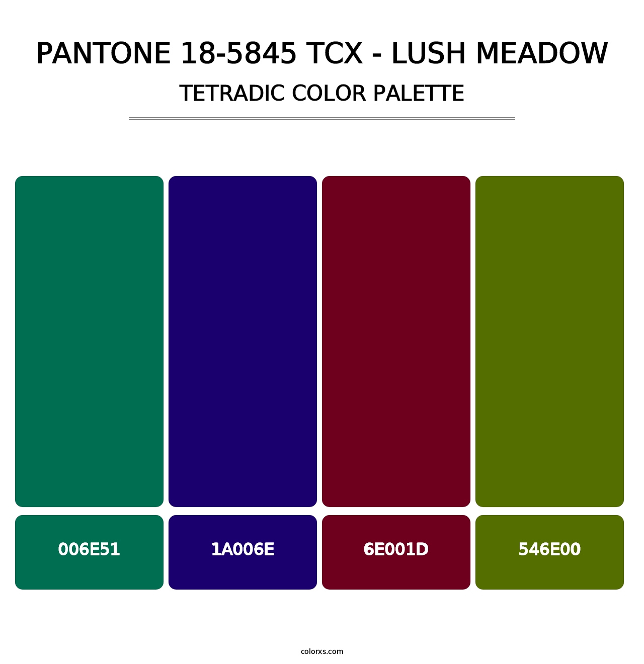 PANTONE 18-5845 TCX - Lush Meadow - Tetradic Color Palette