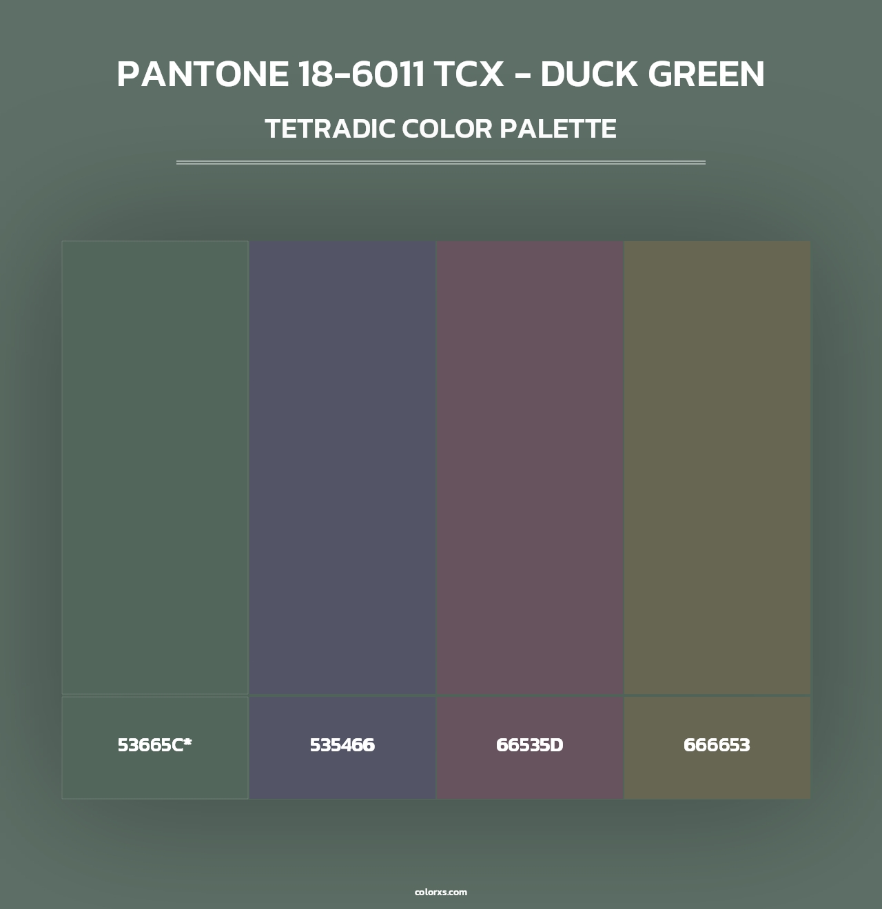 PANTONE 18-6011 TCX - Duck Green - Tetradic Color Palette