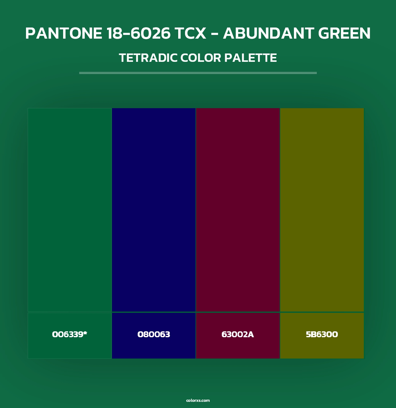 PANTONE 18-6026 TCX - Abundant Green - Tetradic Color Palette