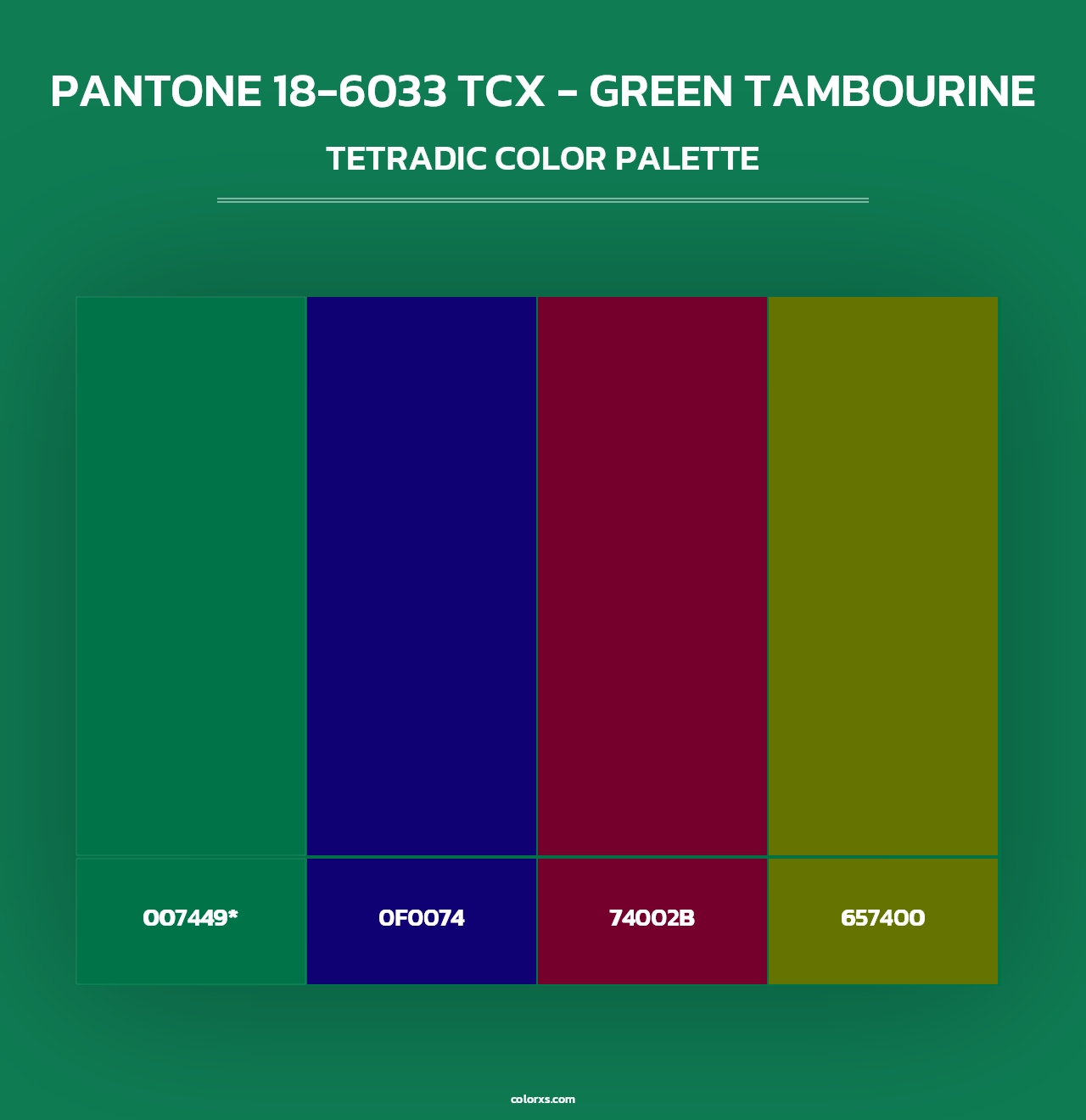 PANTONE 18-6033 TCX - Green Tambourine - Tetradic Color Palette
