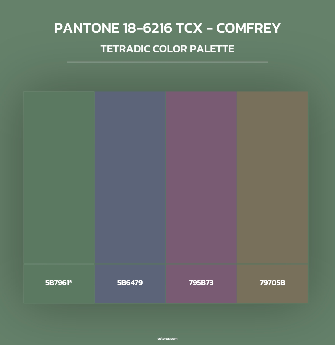 PANTONE 18-6216 TCX - Comfrey - Tetradic Color Palette