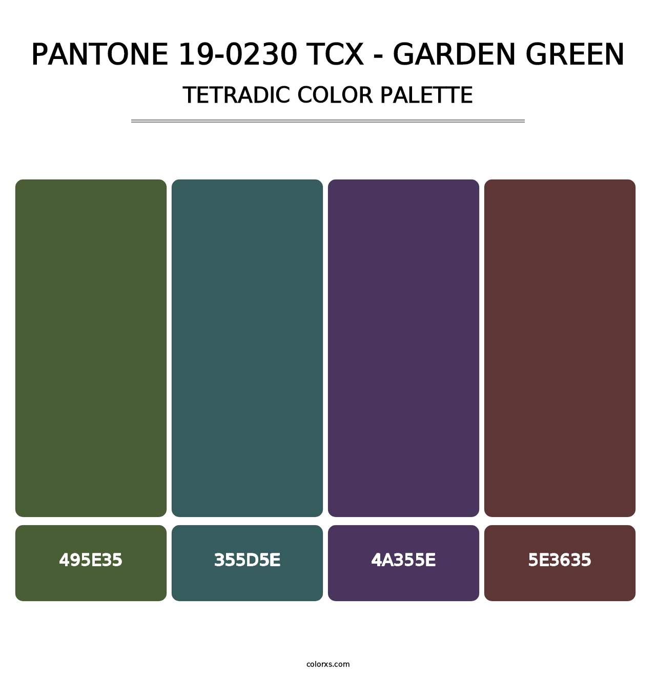 PANTONE 19-0230 TCX - Garden Green - Tetradic Color Palette