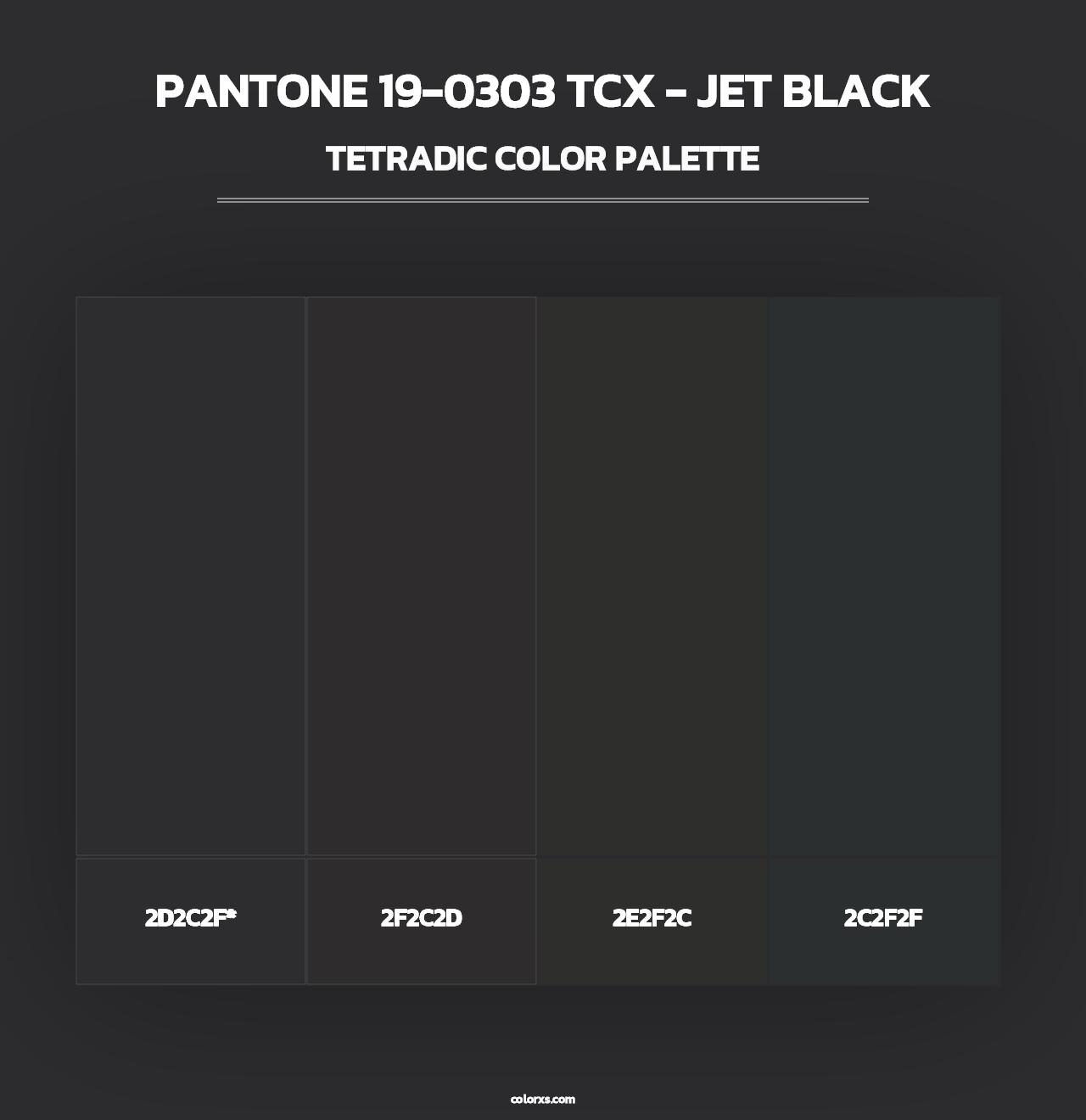 PANTONE 19-0303 TCX - Jet Black - Tetradic Color Palette