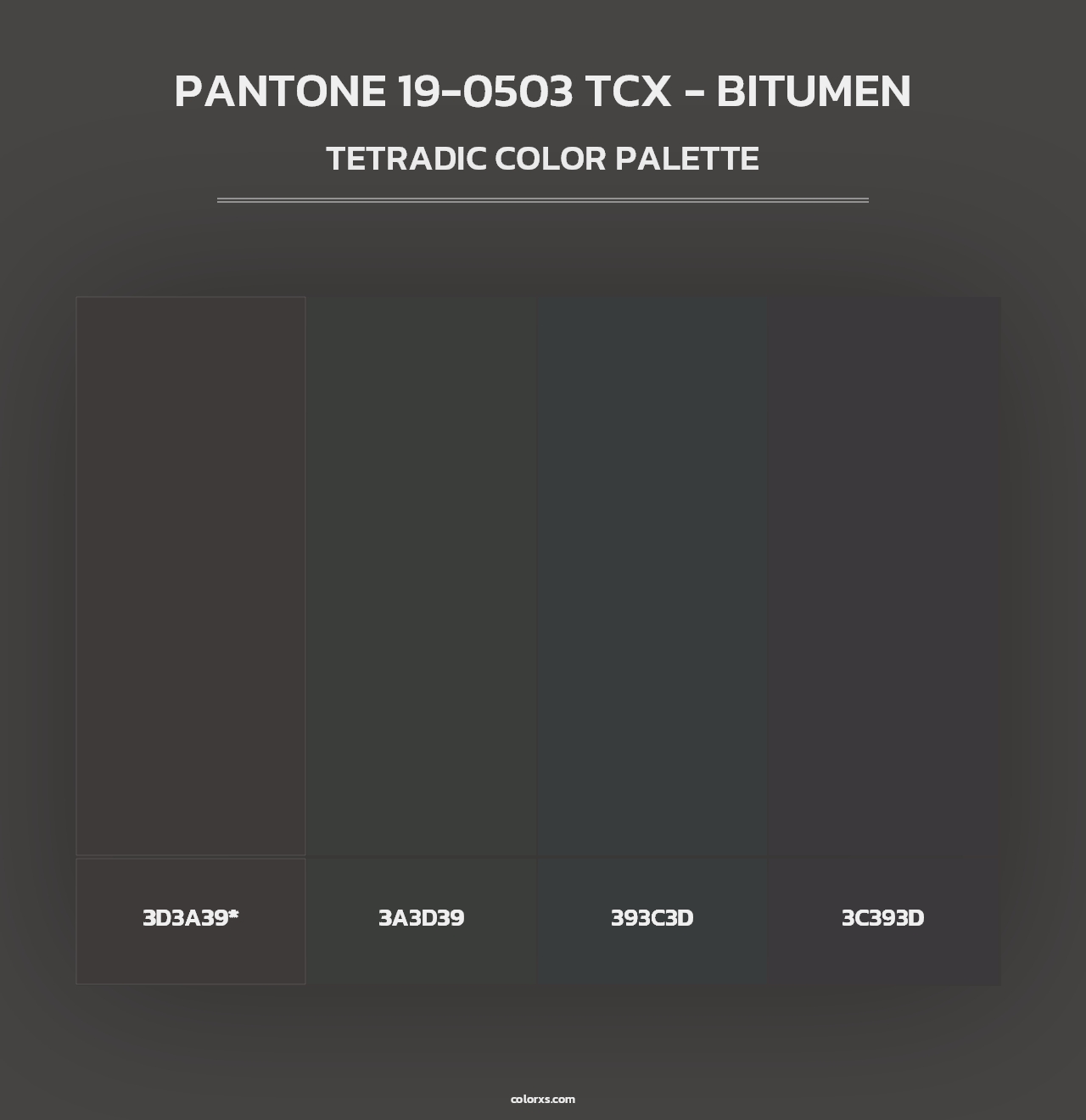 PANTONE 19-0503 TCX - Bitumen - Tetradic Color Palette