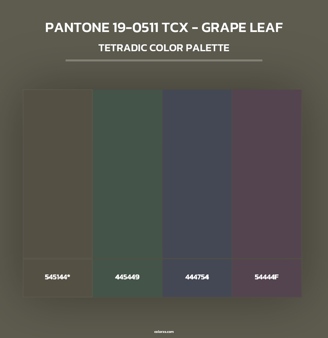 PANTONE 19-0511 TCX - Grape Leaf - Tetradic Color Palette