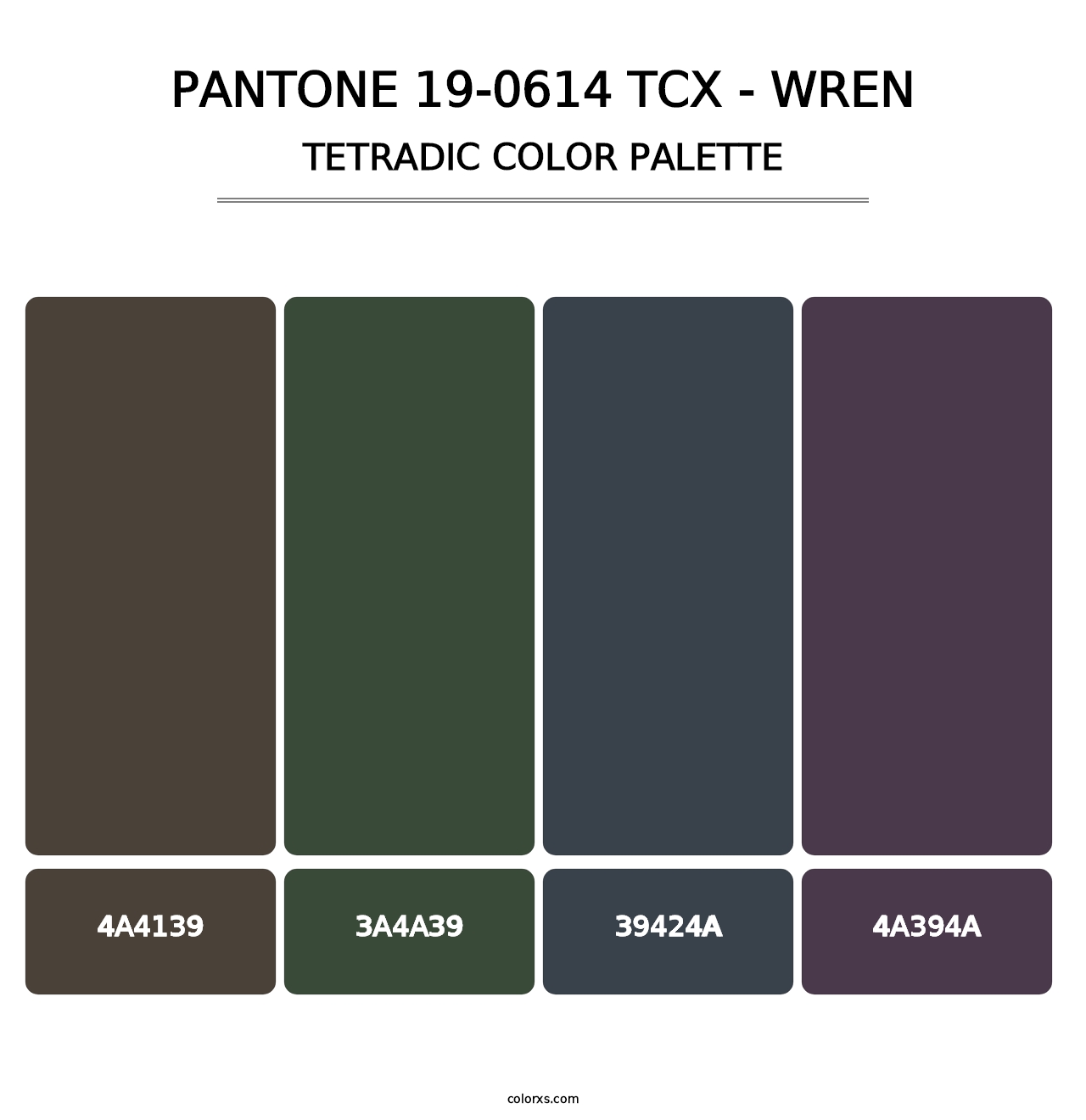 PANTONE 19-0614 TCX - Wren - Tetradic Color Palette