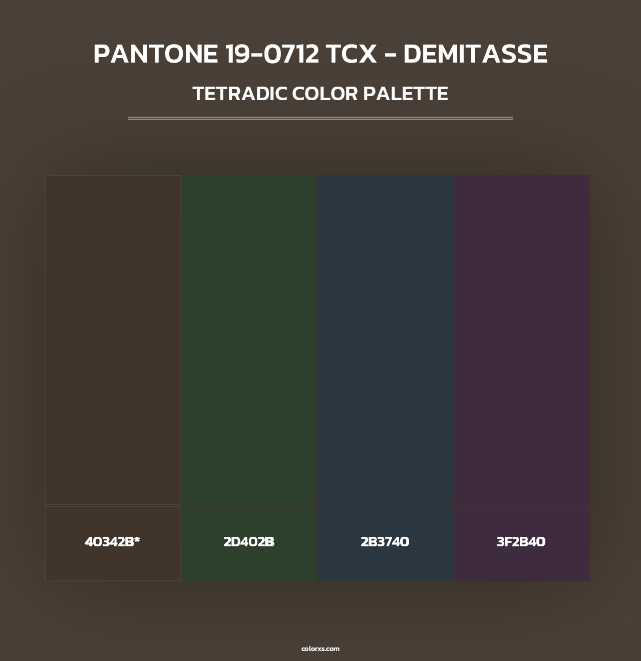 PANTONE 19-0712 TCX - Demitasse - Tetradic Color Palette