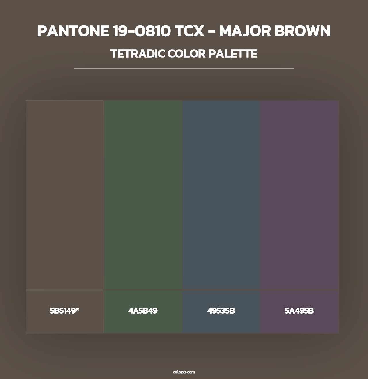 PANTONE 19-0810 TCX - Major Brown - Tetradic Color Palette