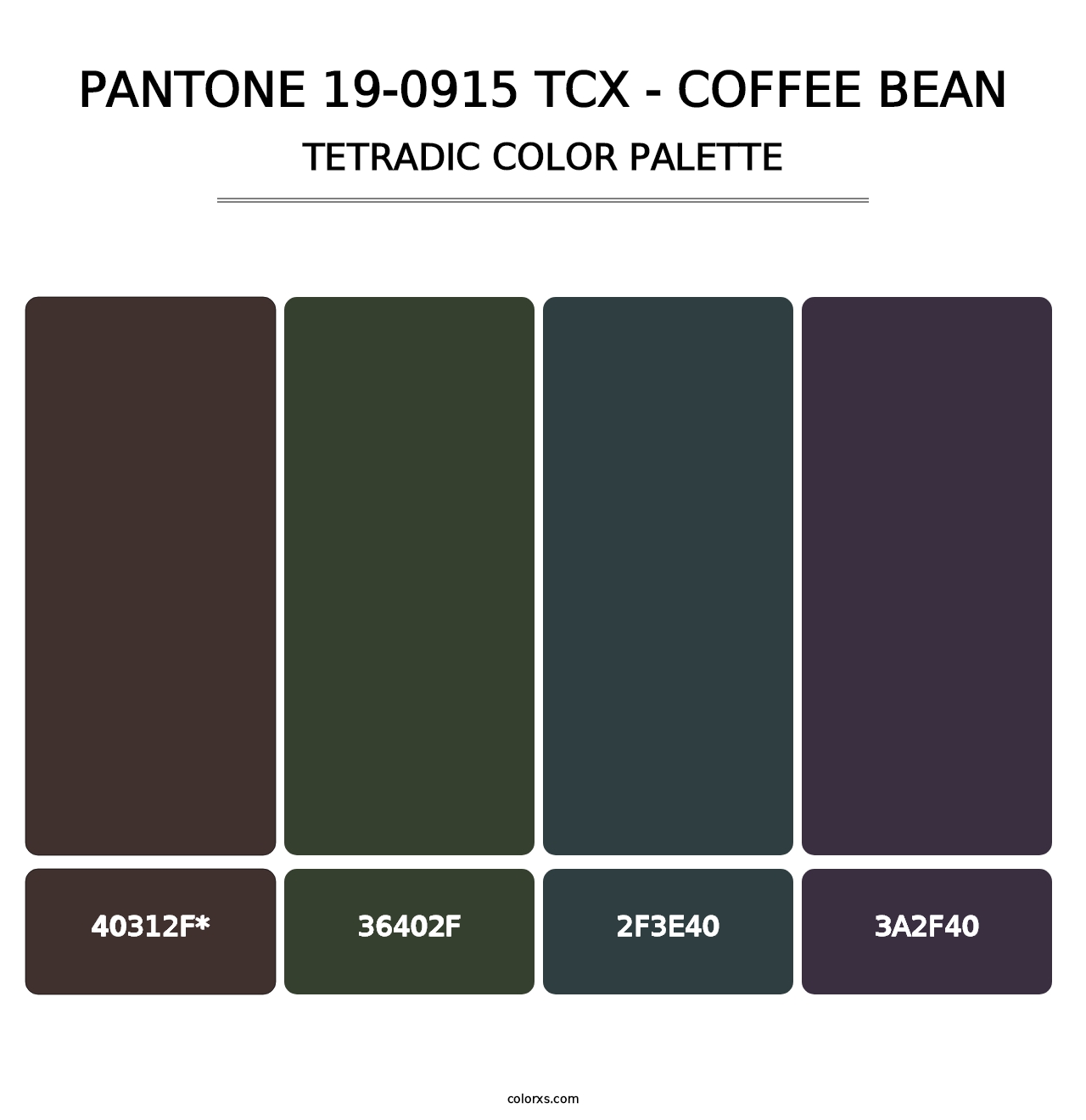 PANTONE 19-0915 TCX - Coffee Bean - Tetradic Color Palette