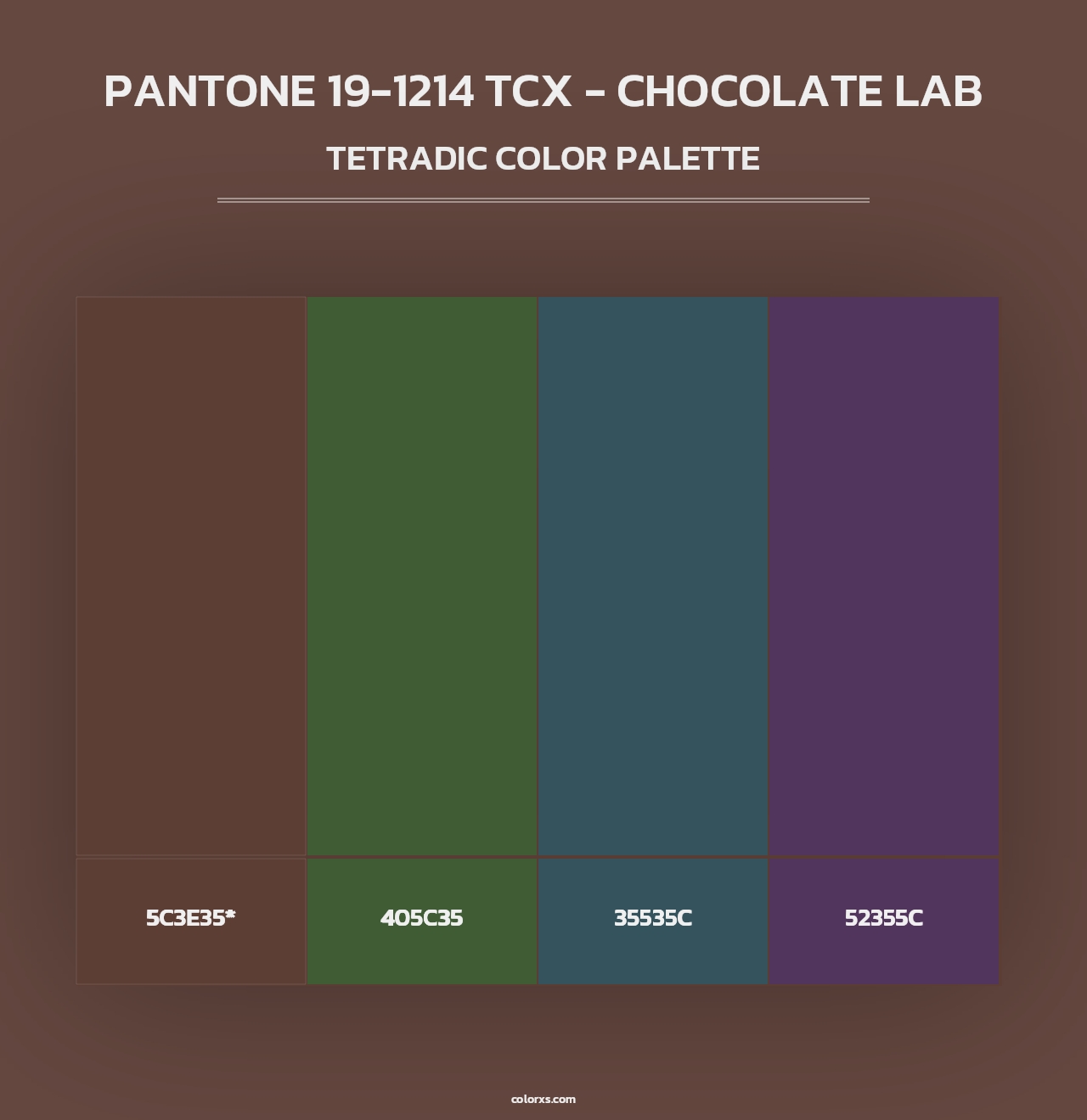 PANTONE 19-1214 TCX - Chocolate Lab - Tetradic Color Palette